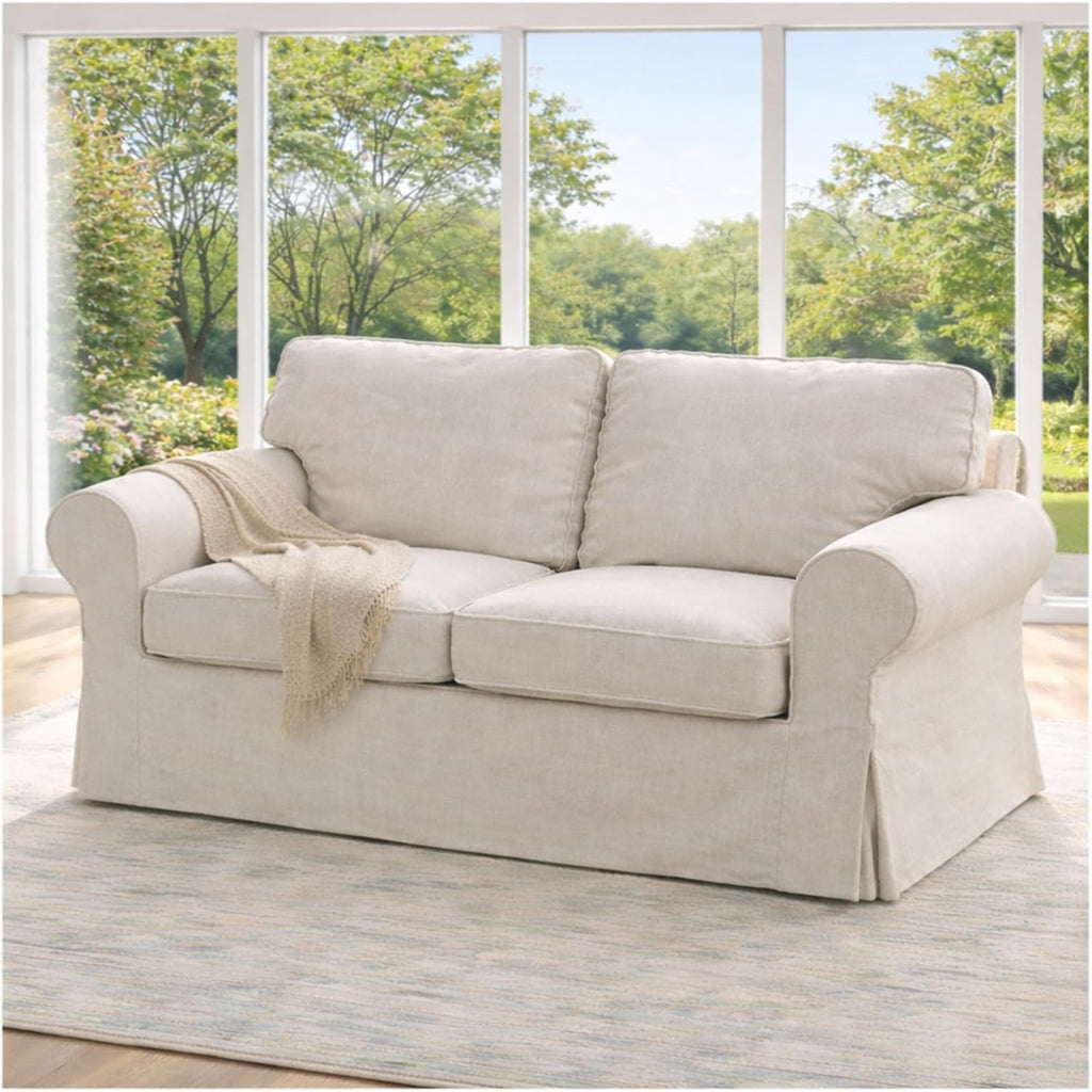 Heavy Duty UPPLAND (Not EKTORP) Sofa Cover Replacement Compatible with IKEA UPPLAND 3 Seat Sofa, Loveseat, Armchair, Sectional Corner, or Footstool Slipcover Only (Uppland 2 Polyester Beige)