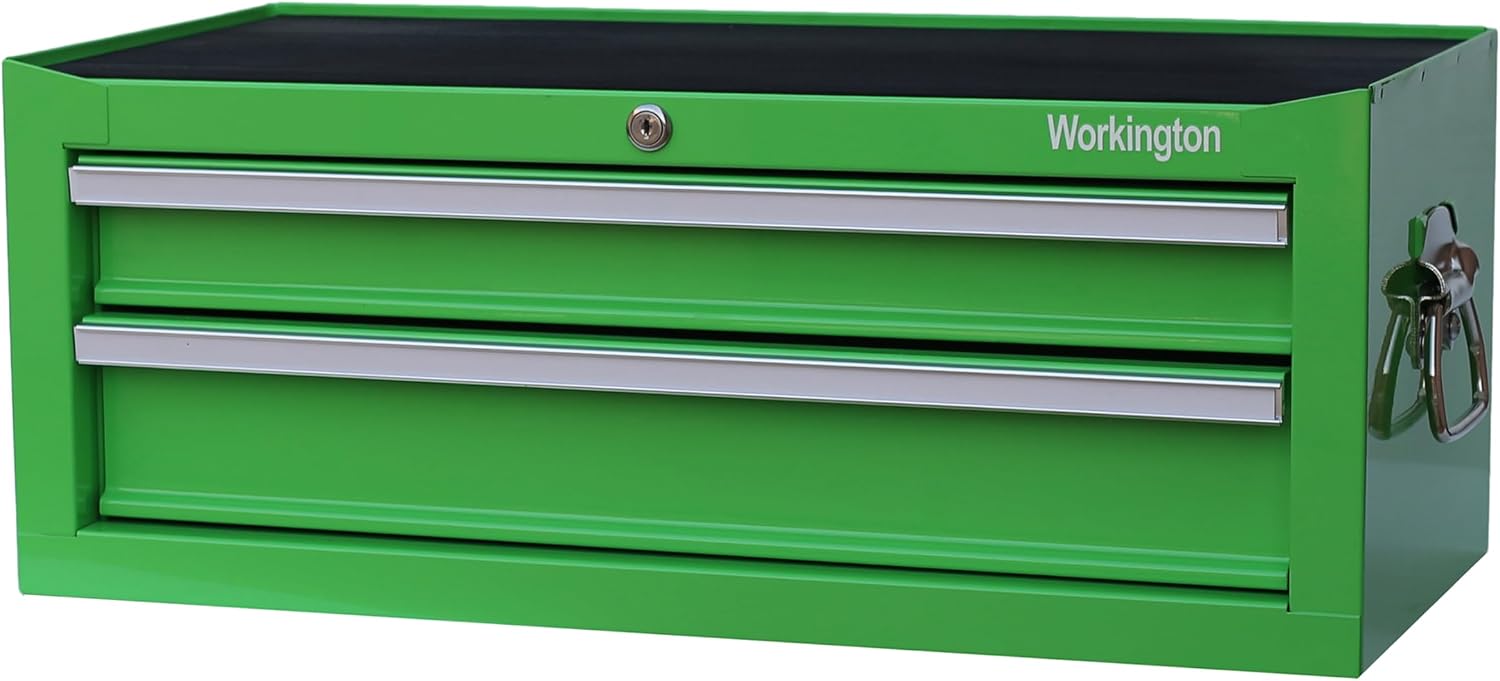 Workington Industrial 2 Drawers Portable Metal Intermediate Box, 26' Middle Tool Chest Cabinet with Ball Bearing Drawer Slides, Steel Tool Storage Box Organizer 4008 Green