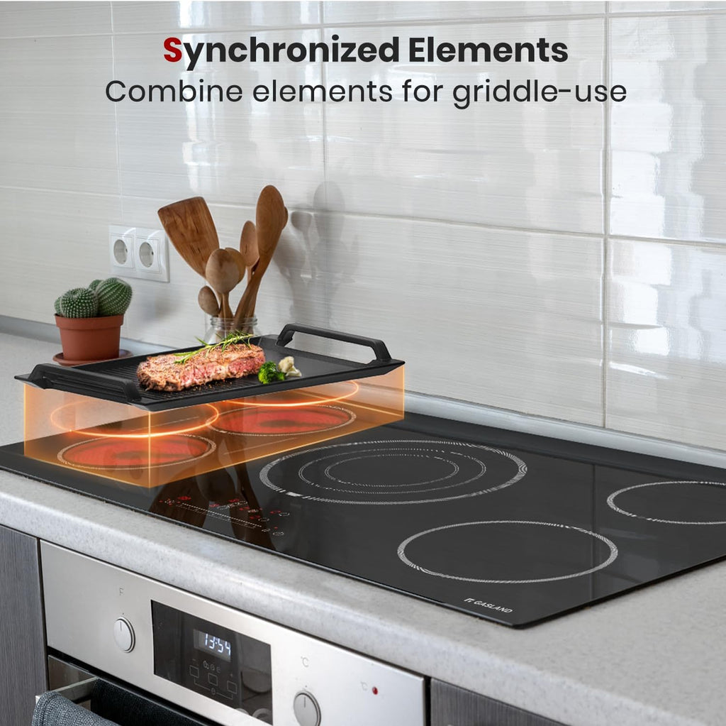 GASLAND 36 Inch Electric Cooktop, 5 Burners Glass Stove Top, ETL & FCC Certificated, 9200W Built-in Radiant Ceramic Cooktop, Slide Touch Control, Child Safety Lock, Hot Surface Indicator, 220V