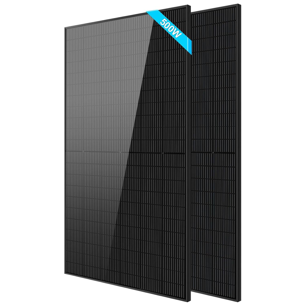 SUNGOLDPOWER UL61730 500 Watt Monocrystalline Solar Panel 2PCS, Grade A Cell,Whole Black High Efficiency,IP68,for 12V/24V/48Vdc RV,Farms,Parking Lot,On/Off-Grid System CEC listed(2*500W Solar Panel)