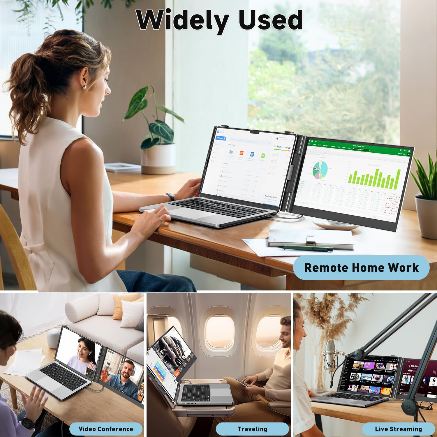 KEFEYA Laptop Screen Extender, 14' FHD 1080P Portable Monitor for Laptops, 0.19' Ultra-Thin Laptop Monitor Extender for 13-17' with USB-C/HDMI Port, Plug n Play for Windows/Mac/Android/Switch/PS5