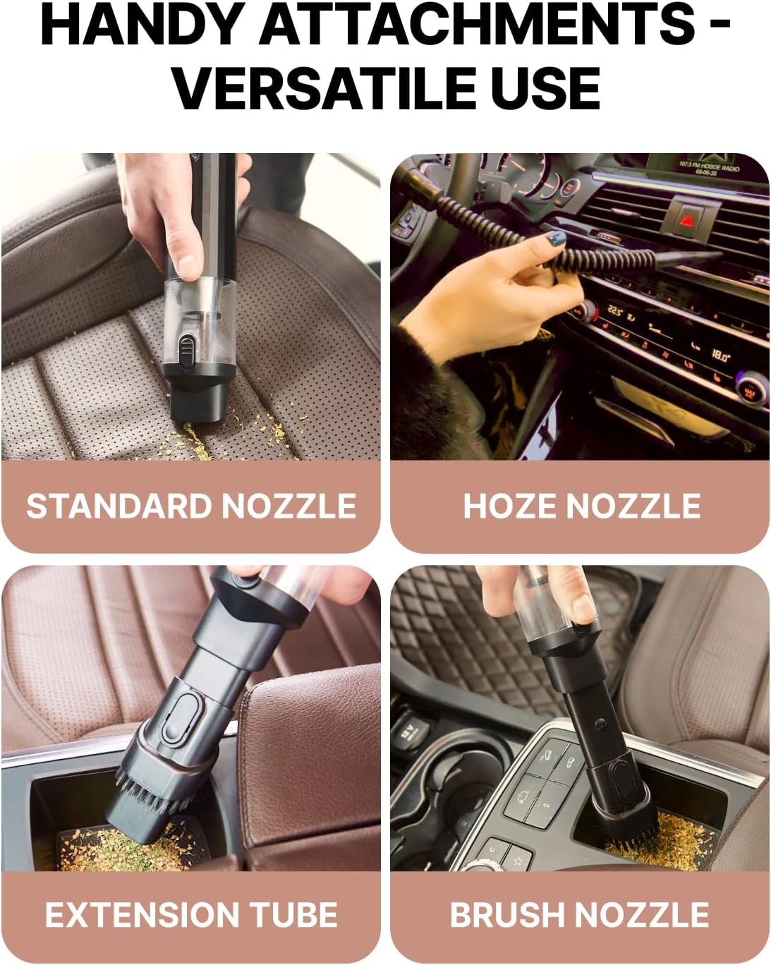 Owleys Portable Handheld Car Vacuum Cleaner with HEPA & Stainless Steel Filter, 6000–16000PA Suction, 85000 RPM Motor, 40-Min Battery Life, Cordless Mini Vacuum for Car, Home, and Office (13, Volts)