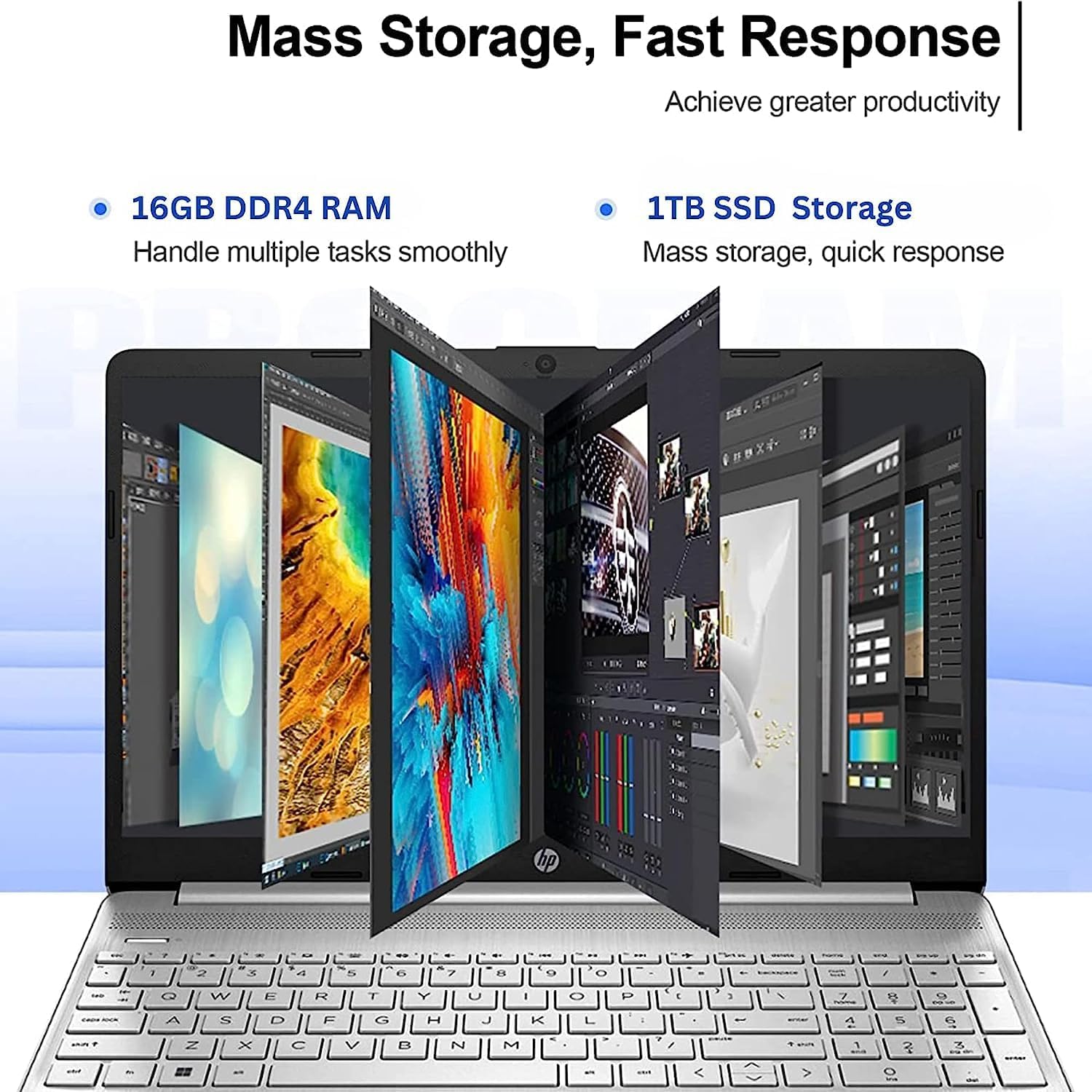 HP Pavilion 15.6' HD Touchscreen Anti-Glare Laptop, 16GB RAM, 1TB SSD Storage, Intel Core Processor up to 4.1GHz, Up to 11 Hours Long Battery Life, Type-C, HDMI, Windows 11 Home, Silver