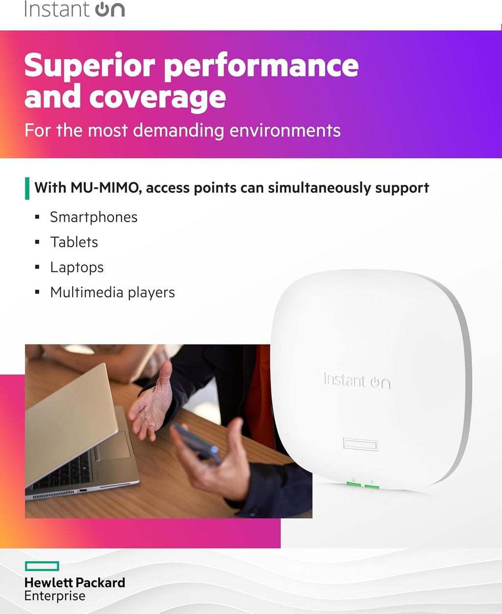 HPE Networking Instant On Access Point AP25 4x4 WiFi 6 Indoor Wireless Access Point (5 Pack) | Power Source Not Included | US Model (R9B27A-5PACK)