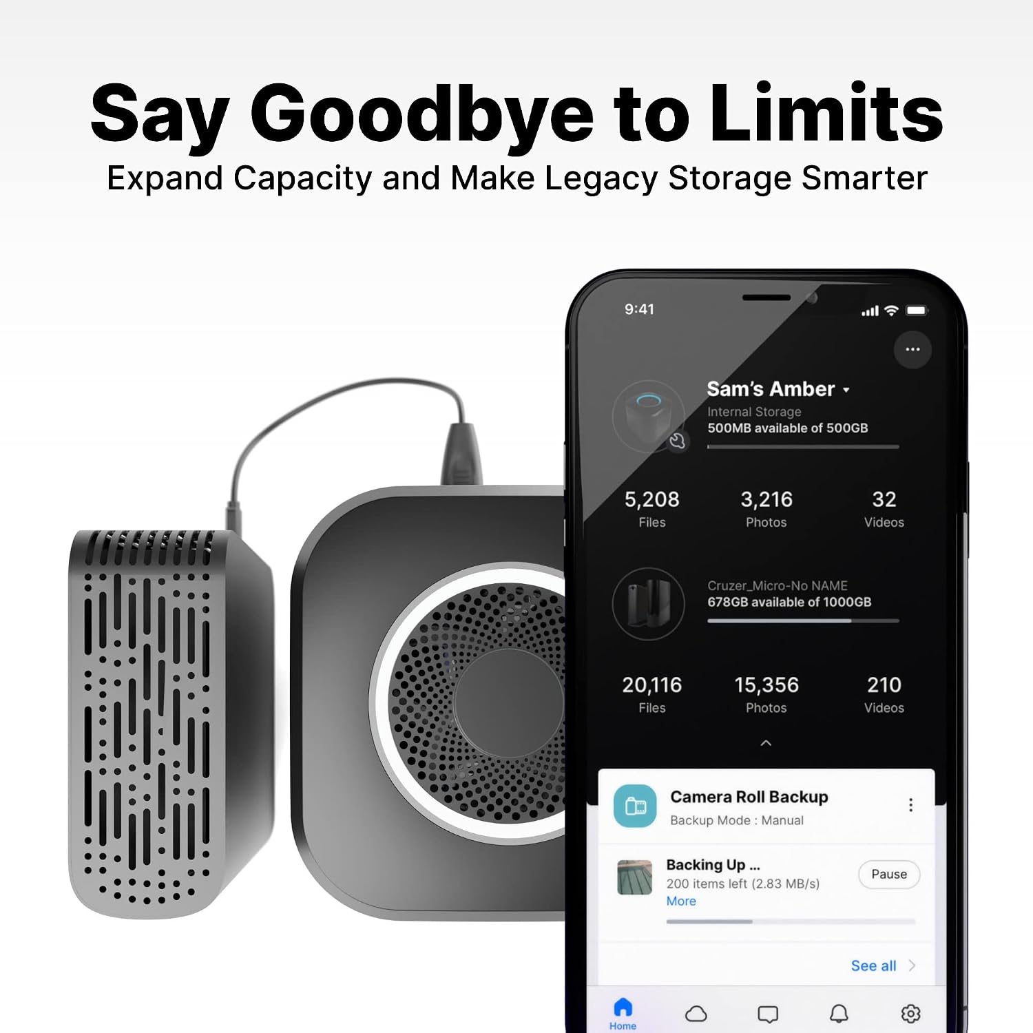 AmberPRO Personal Cloud Storage Device + AC2600 WiFi Router. Dual 2TB Hard Drives with RAID 1 or Optional 4TB with RAID 0. Plex and Home Assistant. iOS/Android/Windows/Mac Compatible. AM1211-2TB