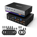TESmart 8K@60Hz DP KVM Switch 3 Monitors 2 Computers USB 3.0, KVM Switch Triple Monitor 2 Computers DisplayPort 1.4, Support EDID, 1G Ethernet, Hotkey Switch, 4K@144Hz 2K@144Hz for Gaming&Home Office