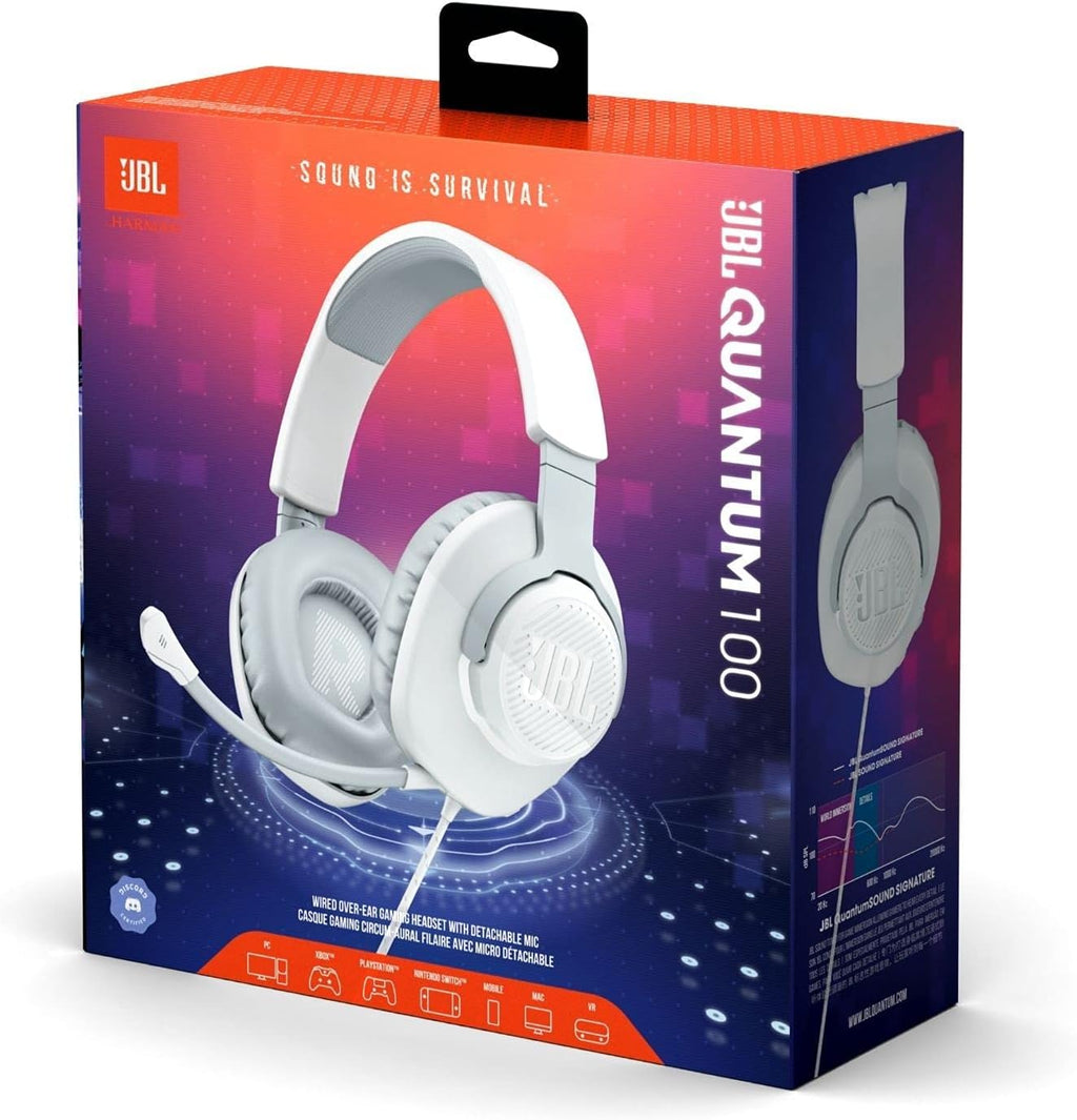JBL Quantum 100 - Wired Over-Ear Gaming Headphones - White, Large (Pack of 4)