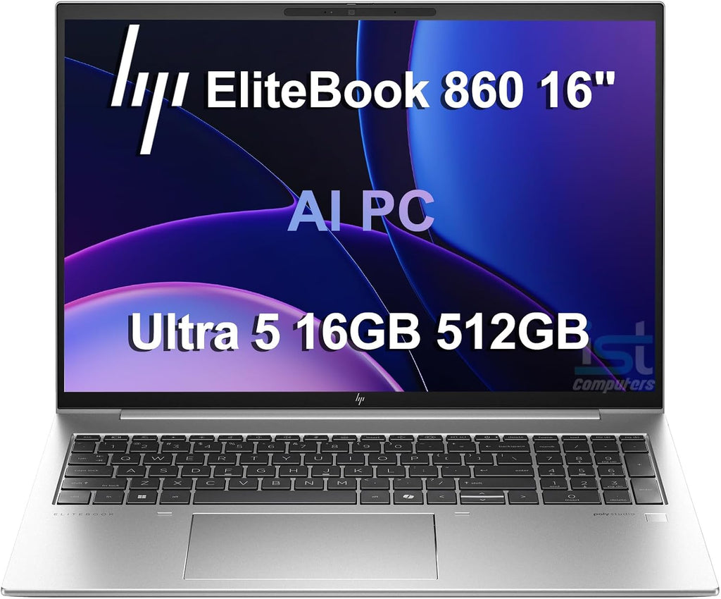 HP EliteBook 860 G11 Business AI PC Laptop (16' FHD+ Anti-Glare, Intel 12-Core Ultra 5 125U (> i7-1355U), 16GB DDR5 RAM, 512GB SSD) Fingerprint, Backlit, 5MP IR Webcam, 2x Thunderbolt 4, Win 11 Pro
