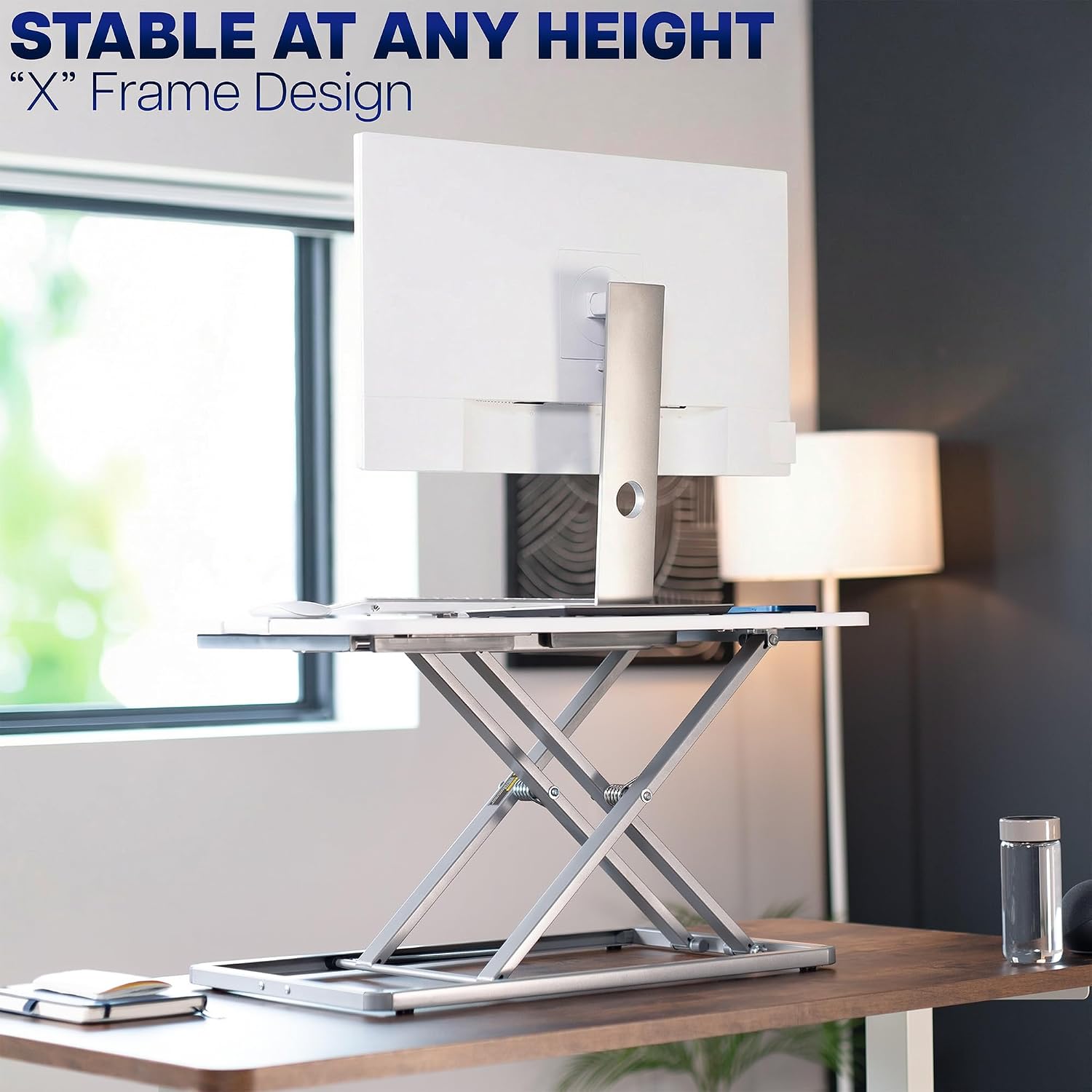 VIVO Economy Single Top Height Adjustable 29 inch Standing Desk Converter, Sit Stand Tabletop Monitor and Laptop Riser Platform Workstation, White, DESK-V000UW
