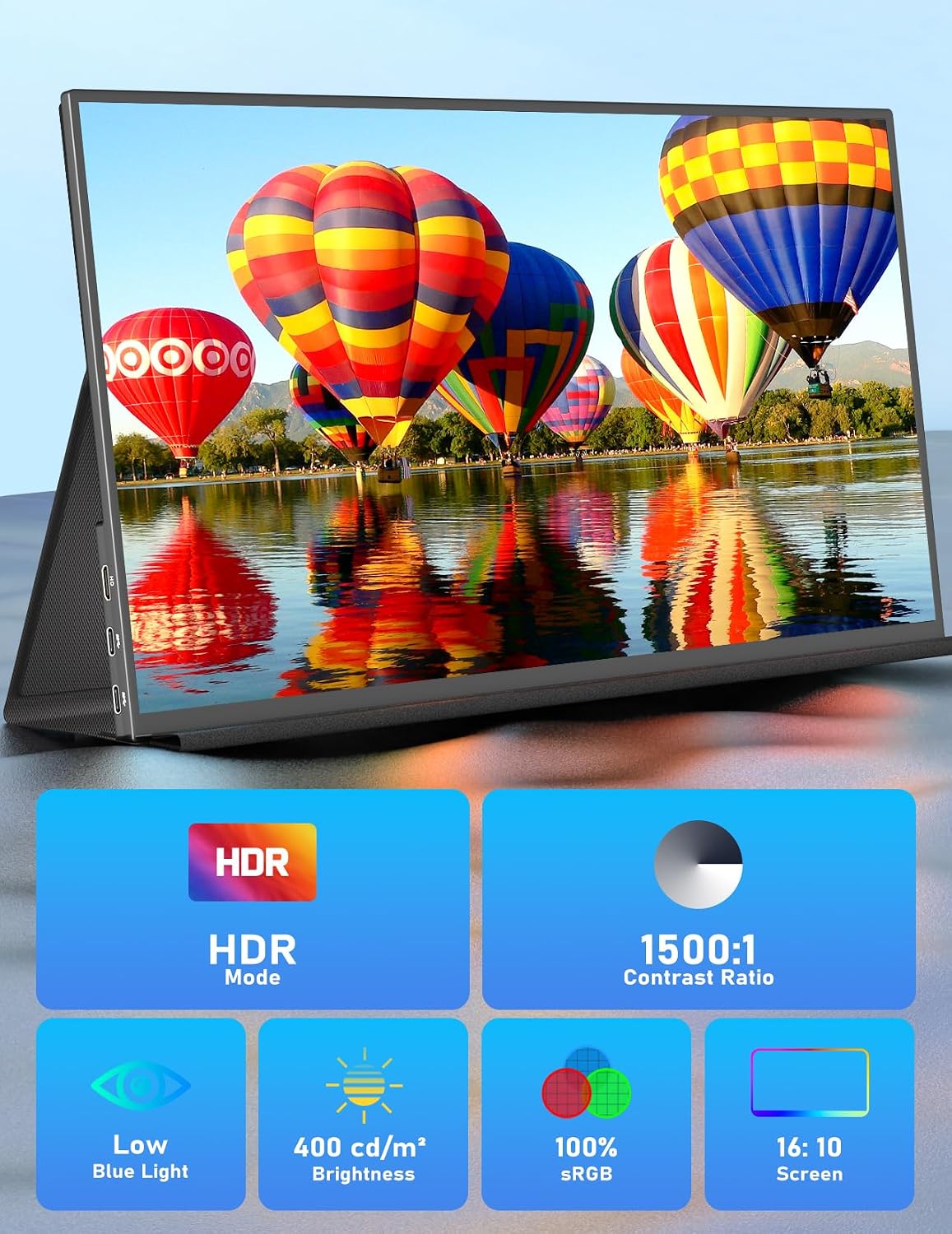 KEEPTIME 14.5' UHD IPS Matte Laptop Monitor, Slim Lightweight 1500:1 Dual USB-C HDMI Computer Gaming Display with Speakers, Travel Monitor for PC Phone PS5/4 Xbox Switch