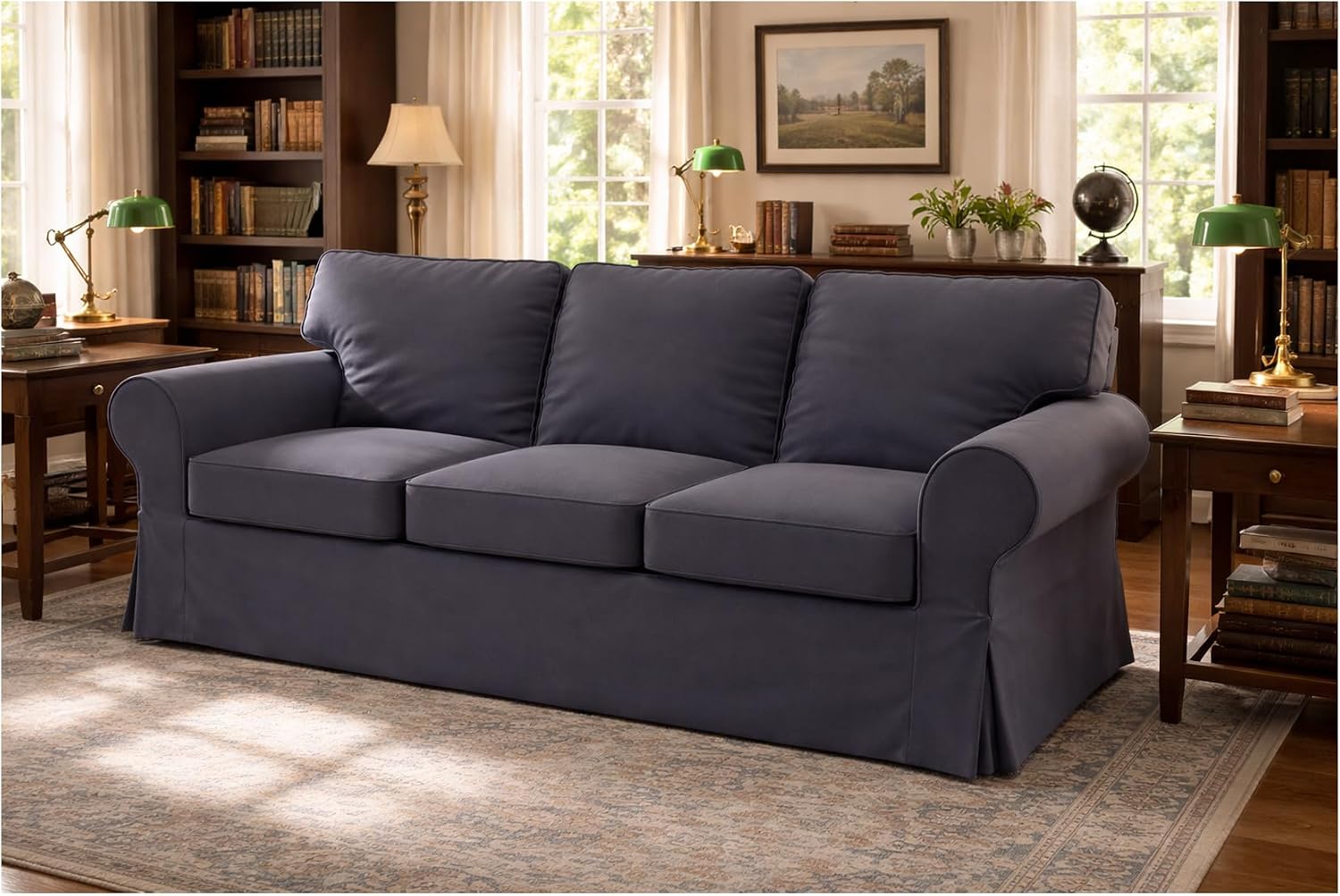 Heavy Duty UPPLAND (Not EKTORP) Sofa Cover Replacement Compatible with IKEA UPPLAND 3 Seat Sofa, Loveseat, Armchair, Sectional Corner, or Footstool Slipcover Only (Uppland 3 Cotton Dark Gray)