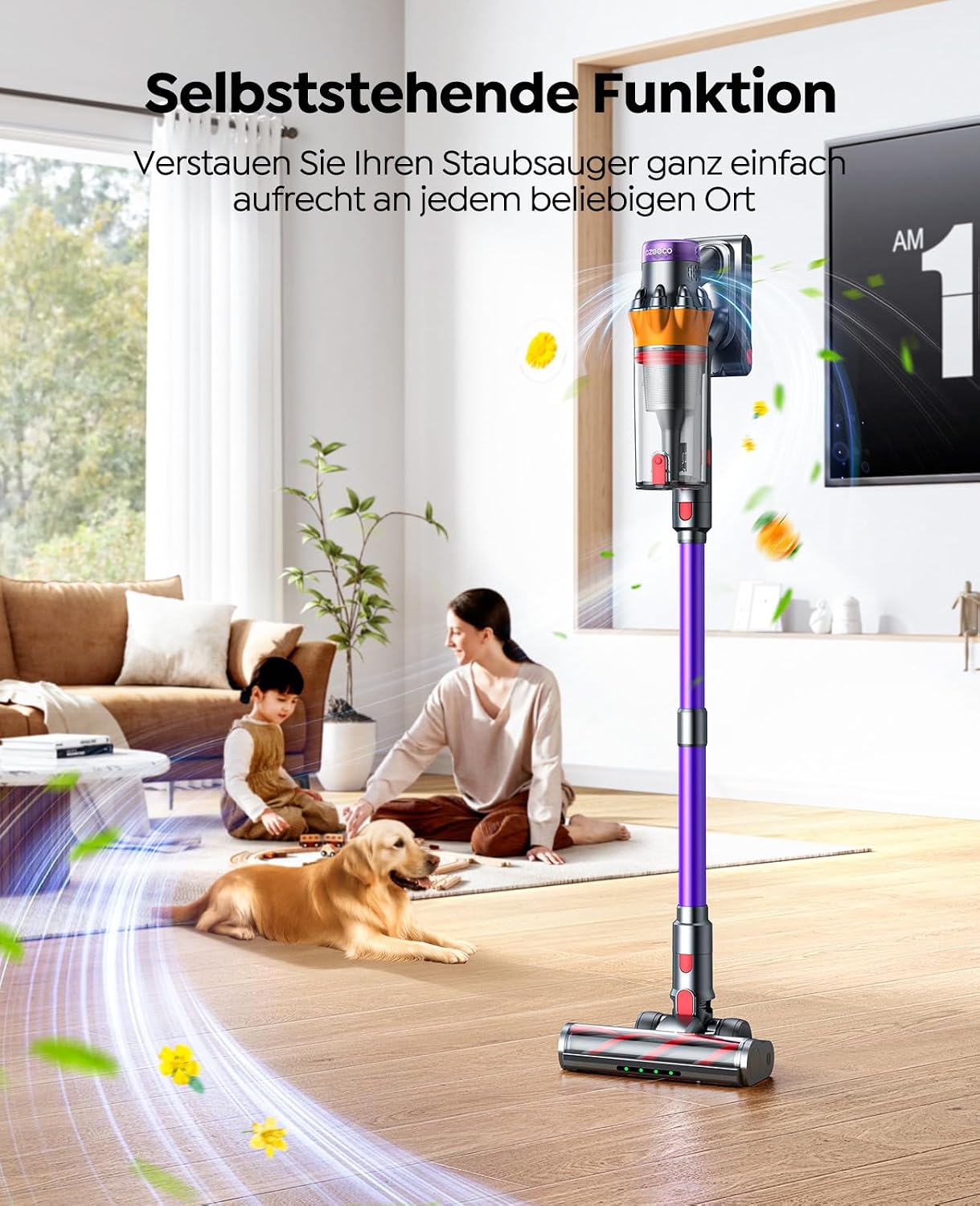 Cordless Vacuum Cleaner, 600W/50KPA/65Mins(ECO Mode) Vacuum Cleaners for Home, Self-Standing Stick Vacuum with Wall Mount Charging and Auto Mode, Handheld Vacuum for Pet Hair/Carpet/Floor