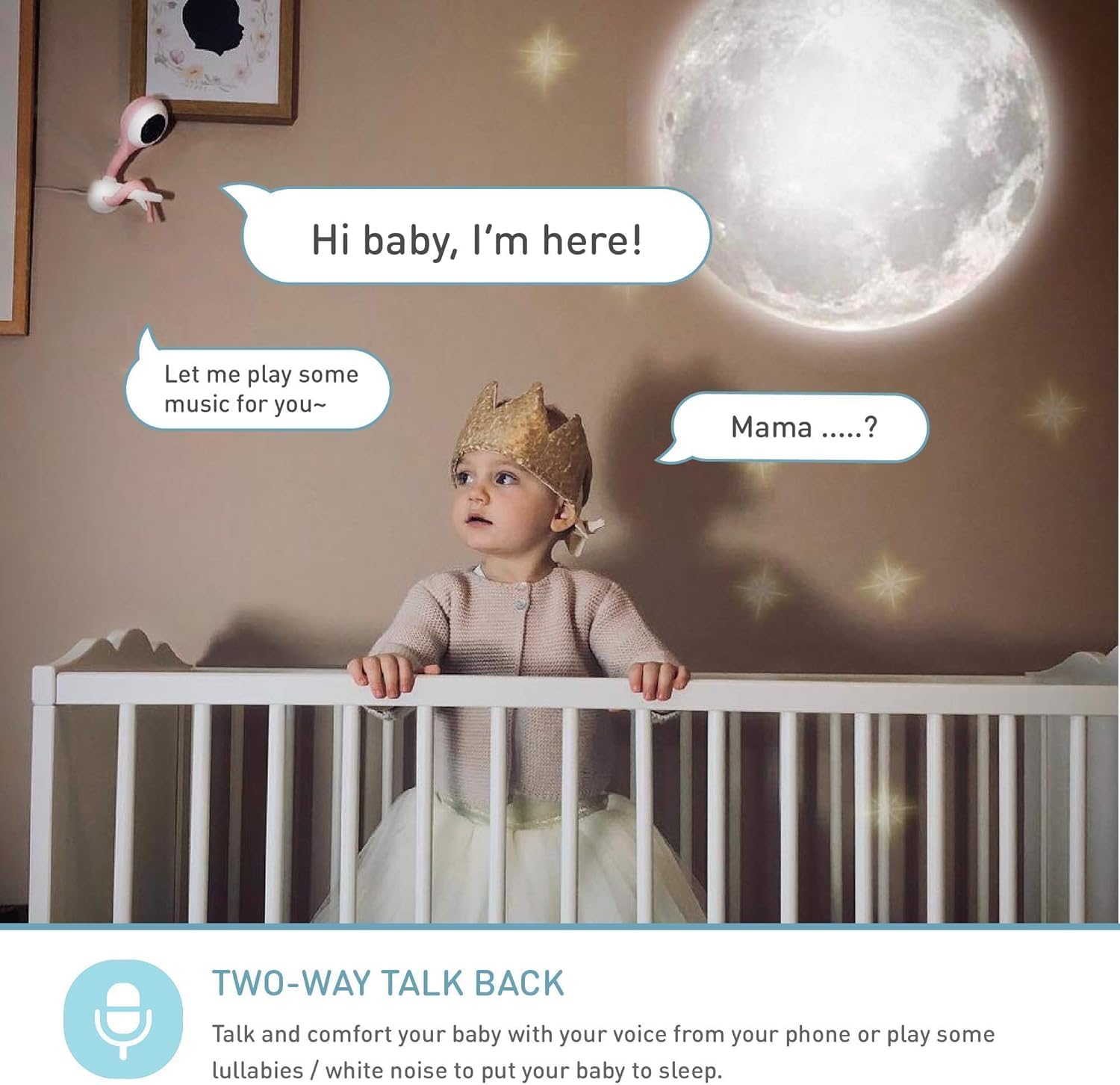 Lollipop Baby Monitor Upgraded Smart Wi-Fi Camera of True Crying Detection, Two-Way Audio, Infrared Night Vision – Ideal Gift for Baby Shower