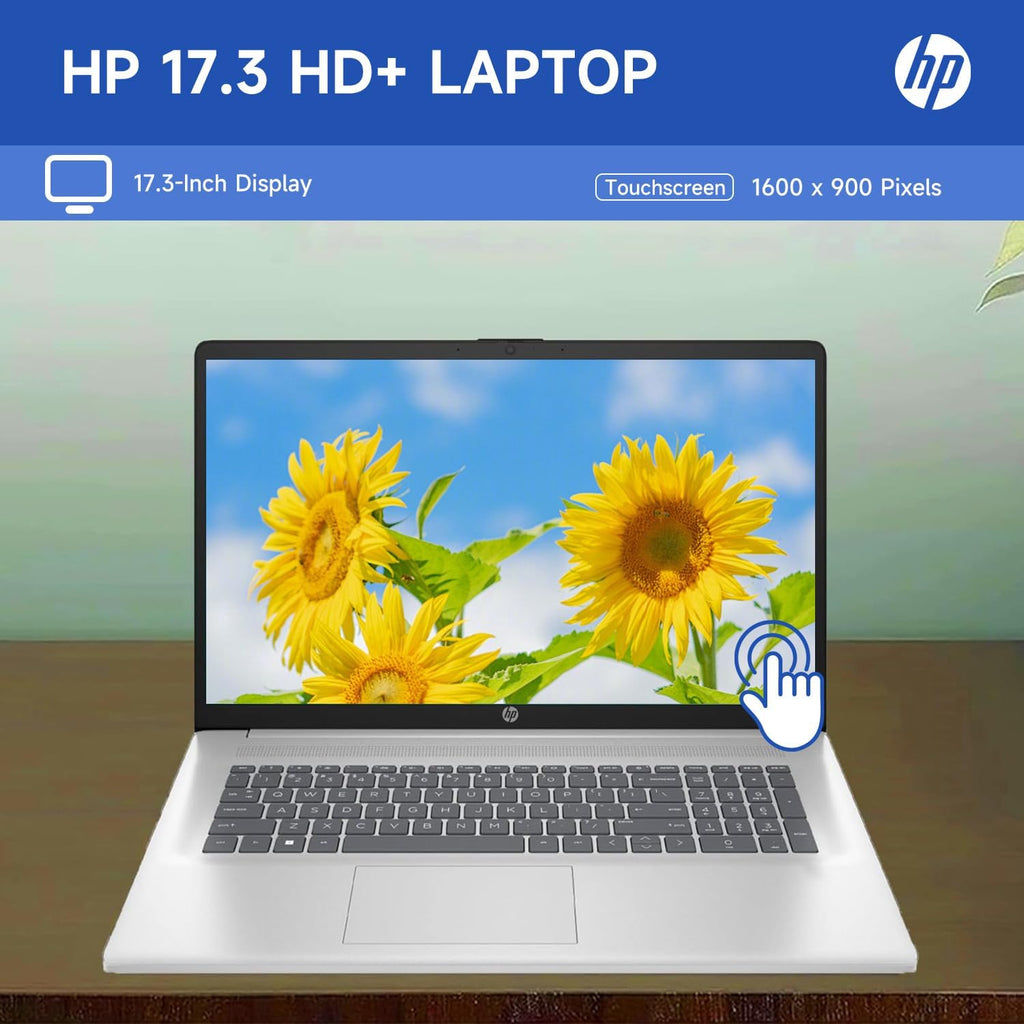 HP 17.3' Touchscreen Laptop for Home, Students, Lifetime Office 365 for The Web, Intel i3 CPU, 32GB RAM, 1TB PCIe + 128GB eMMC SSD, w/Copilot, Webcam Privacy Shutter, Wi-Fi 6, Win11 Home, No Mouse