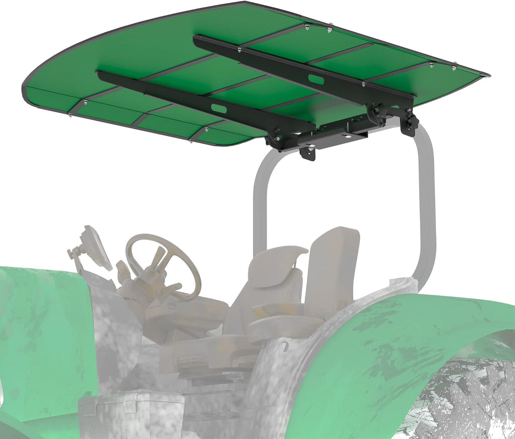 Green Tractor Canopy for ROPS 53-3/8' x 53-3/8' – Sunshade Roof for Lawn Mowers, Heavy-Duty Mounting Brackets, Non-Fading High-Density Thermoplastic (Adds About 4' to Tractor Height)