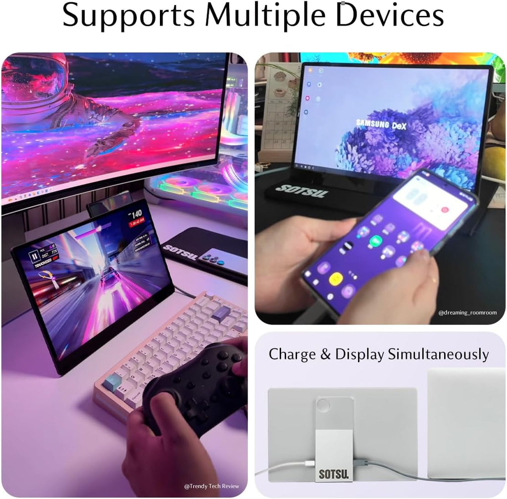 SOTSU FlipAction Go 14' Premium Portable Monitor | Full HD 1080p | 400 Nits | 100% sRGB | Robust yet Lightweight | Pivoting Landscape & Portrait Display | Tempered Glass Cover | USB-C & Mini HDMI | 5W
