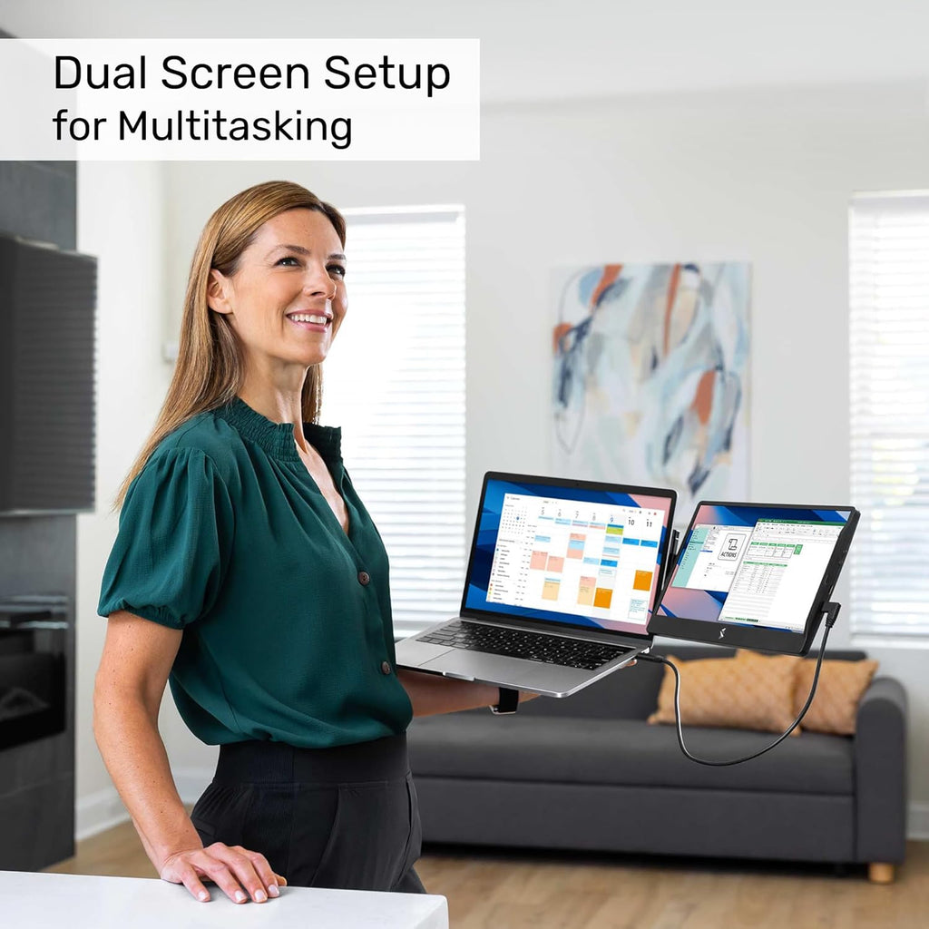 SideTrak Swivel 12.5' Portable Monitor for Laptop, Patented Swivel Hinge, Laptop Screen Extender | FHD Dual Screen w/Kickstand, USB or HDMI, Mac, PC, Chromebook Compatible (Single Monitor)