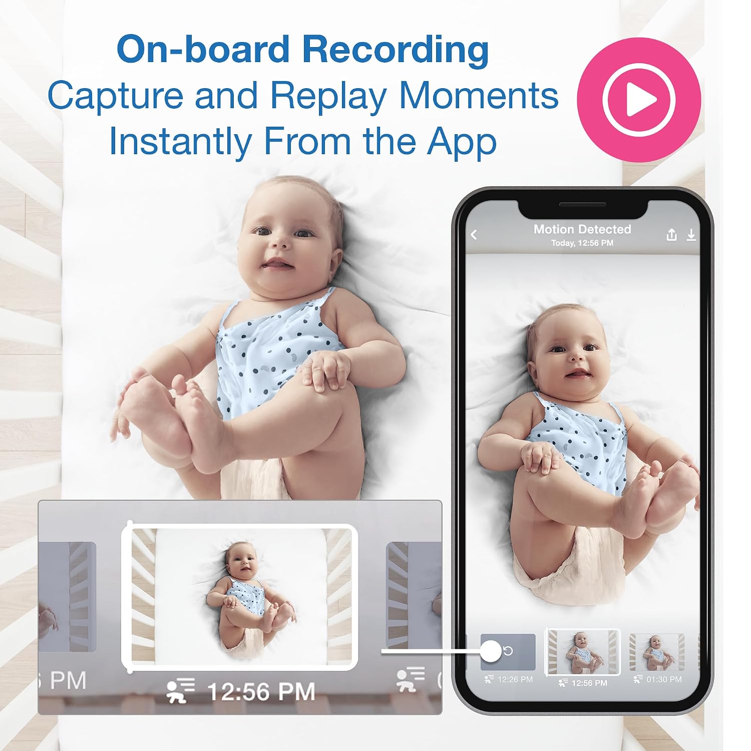 VTech Smart WiFi 7' HD Display Video Baby Monitor, 1080p HD Camera via App, Pan-Tilt-Zoom, Night Light, 2-Way Talk, 2K CMOS Video Sensor, Wide-Angle Viewing, Rechargeable Battery, Free App: RM7866HD