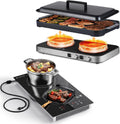 AMZCHEF Double Induction Cooktop with Removable Iron Cast Griddle & AMZCHEF Electric Induction Cooktop 2 Burners