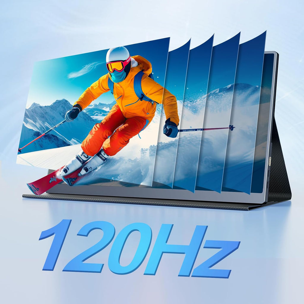 COOLHOOD 18.5 Inch Portable Monitor, FHD 120Hz IPS HDR 125% sRGB USB-C HDMI External Travel Monitor with Built-in Speakers, VESA Compatible for Laptop MacBook PC Surface PS5 Xbox