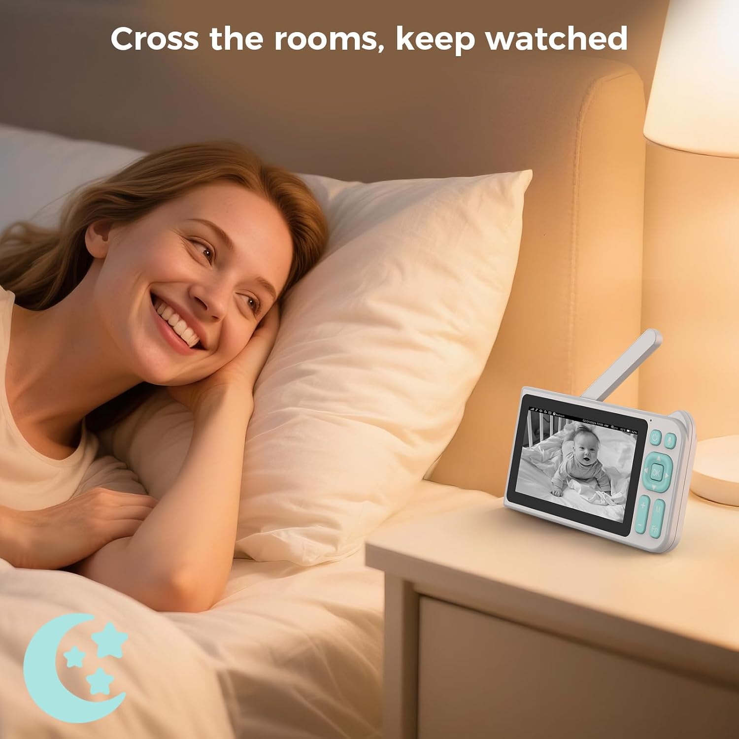 Video Baby Monitor, 2000ft Long Range, Enhanced Signal Stability, No WiFi, 5' HD Screen, 5000mAh, 1080p Camera, Super Clear Night Vision, Pan-Tilt-Zoom, 2-Way Audio, AI Cry & Motion Alarm