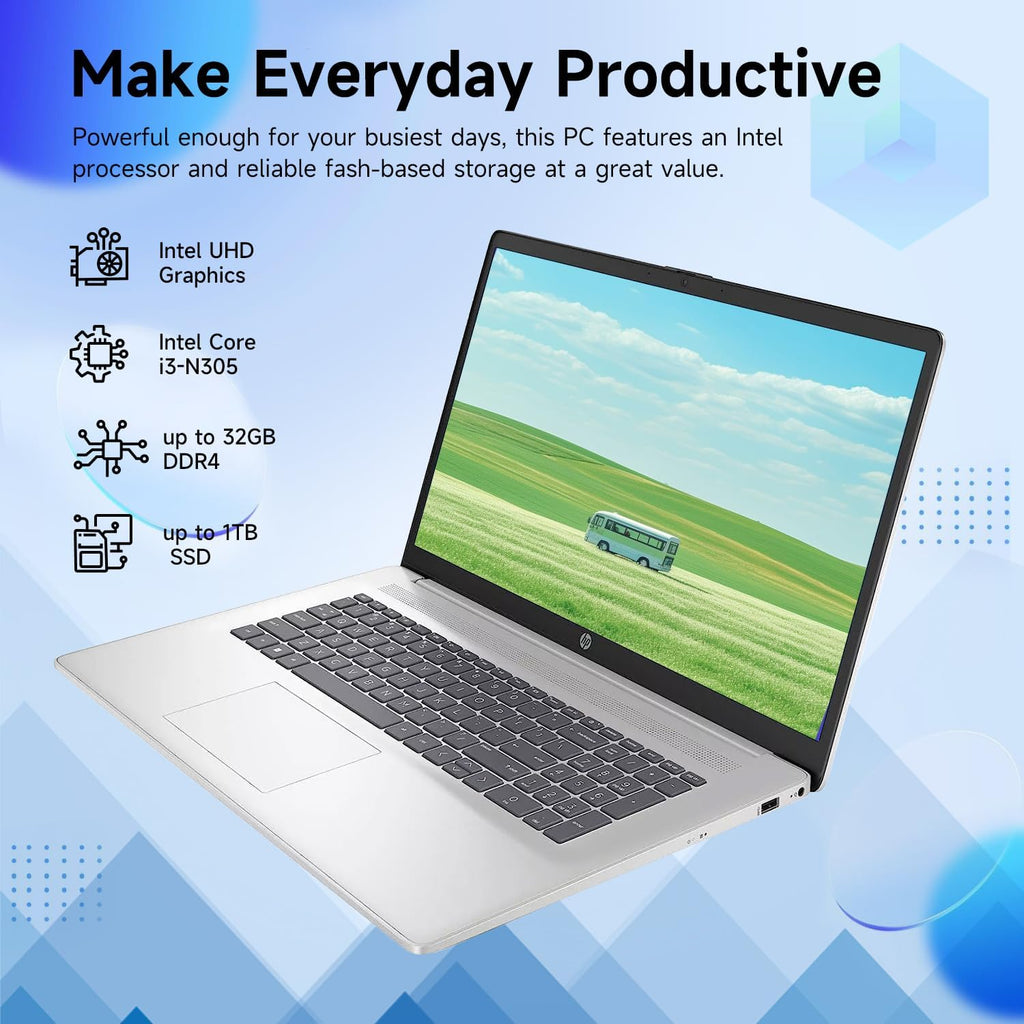 HP Essential 17t Laptop, 17.3' HD+ Touchscreen, Intel Core i5-1335U, Webcam, 4GB RAM, 512GB SSD, FP Reader, Backlit KB, HDMI, Wi-Fi 6, Windows 11 Home, Pale Rose Gold