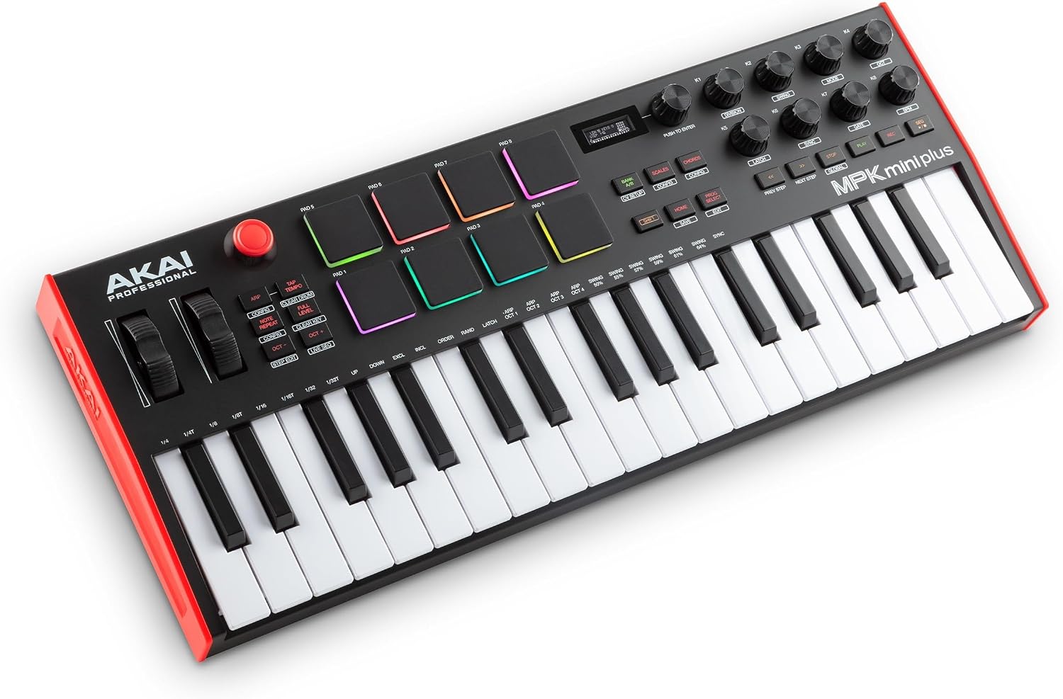 Akai Professional MPK Mini Plus - USB MIDI Keyboard Controller with 37 Mini Keys, 8 MPC Pads, Sequencer, MIDI/CV/Gate I/O, Music Production Software and Native Instruments Sound Package