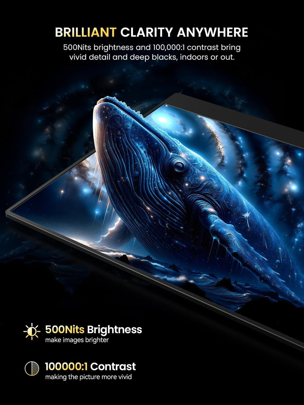 UPERFECT 4K OLED Portable Monitor, 13.3' UHD 3840x2160 Laptop Display, 150% sRGB, 500 Nits, 1ms Response, Ultra-Slim Aluminum Design, Travel Monitor for PC, Phone, Game Console - UColor O Lite