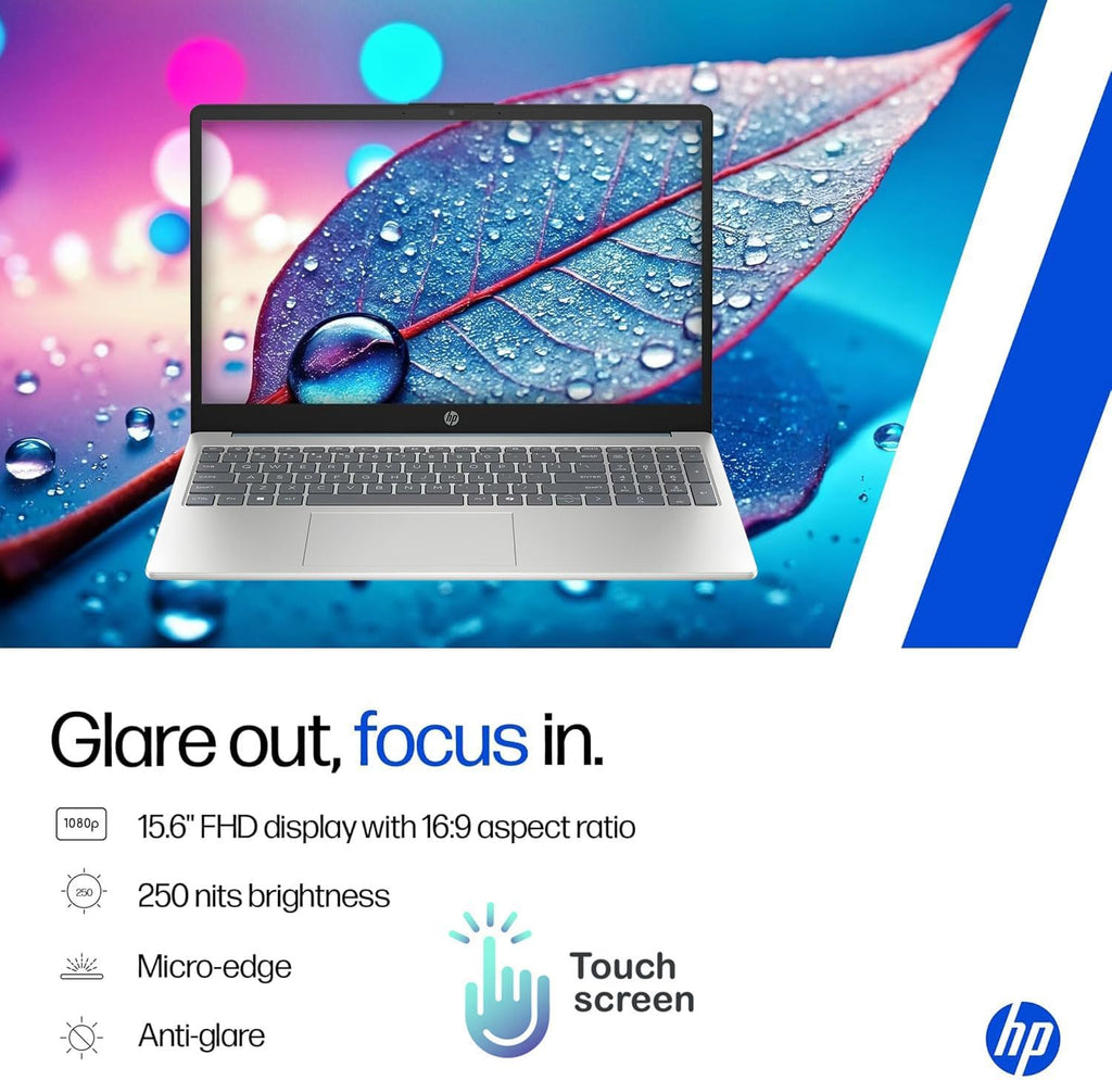 HP Essential 15 Laptop | 15.6' FHD Touchscreen | Intel Core i3-N305 | 16GB RAM | 512GB SSD | HDMI | Numeric Keypad | Webcam | Wi-Fi 6 | Windows 11 Home | Blue | Bundle with UC310 64GB USB Flash Drive