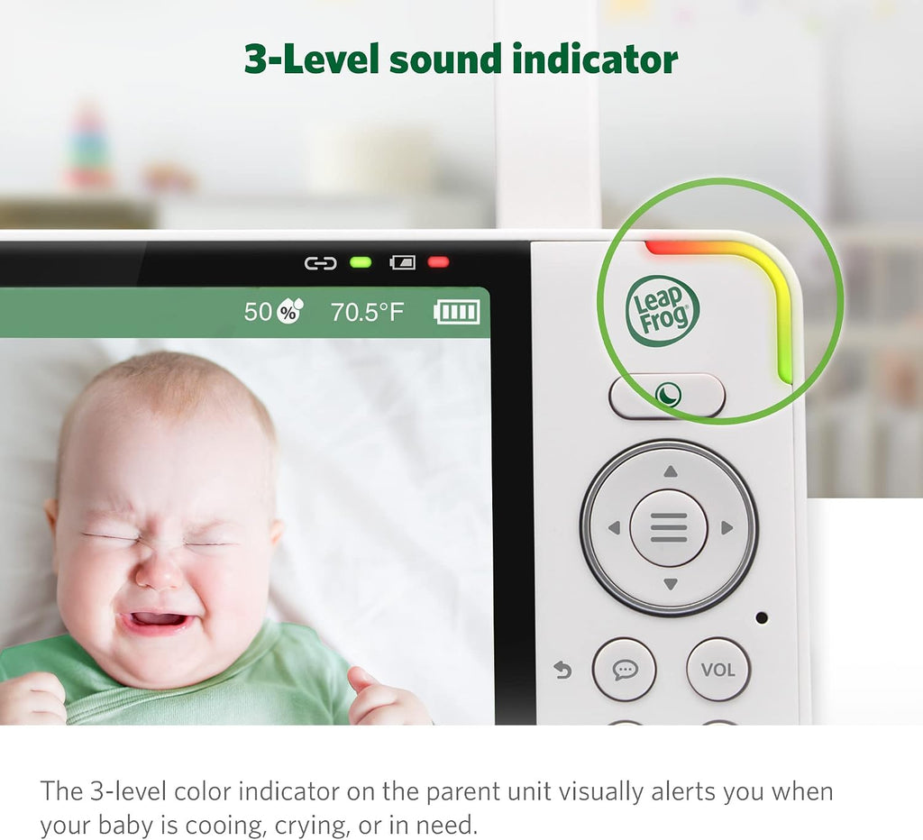 LeapFrog LF915HD Baby Monitor, 5' 720p Screen, 360° Pan & Tilt with 8X Zoom Camera, Color Night Vision, Night Light, Two-Way Intercom, Secure Transmission No WiFi