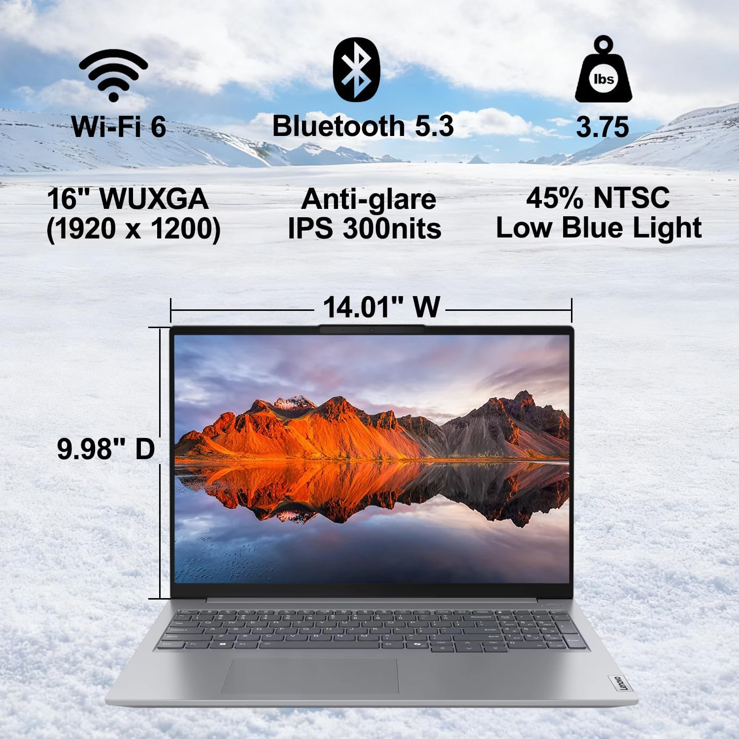 Lenovo ThinkBook 16 Gen 7 Business Laptop (16' FHD+ Anti-Glare, AMD Ryzen 5 7533HS (> Intel i7-1255U), 16GB DDR5 RAM, 512GB SSD), Fingerprint Reader, Webcam, Ethernet, Wi-Fi 6, Win 11 Pro w/ Copilot