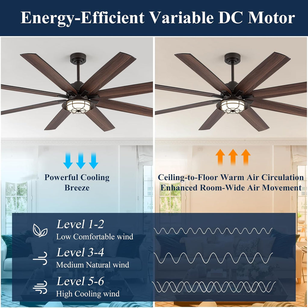 72 Inch Outdoor Ceiling Fan with Light and Remote, Waterproof Patio Ceiling Fans, Black Large Indoor/Outdoor Farmhouse Ceiling Fan for Gazebo Pergola Porch, 3CCT Dimmable LED, Reversible DC Motor