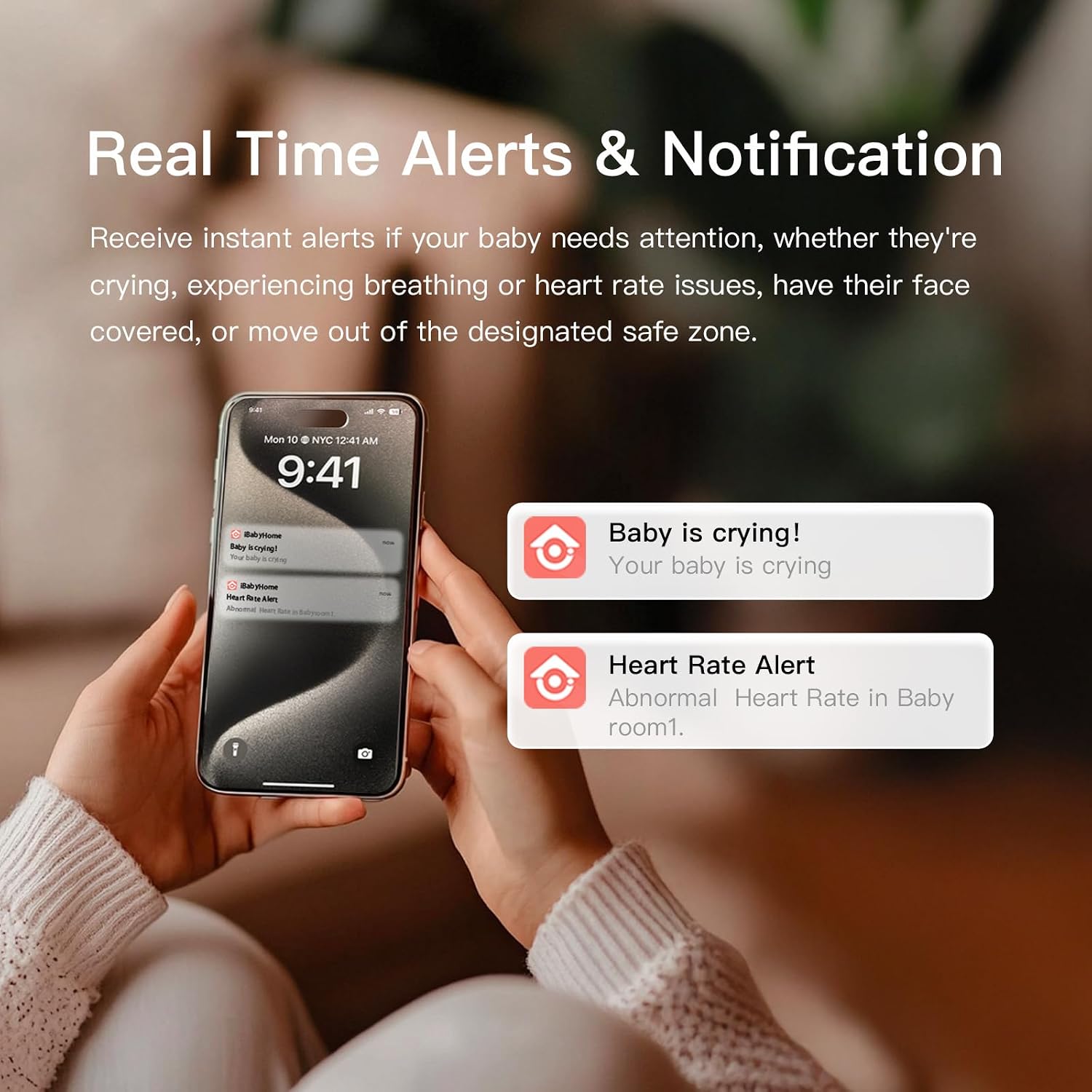 iBaby i20 Wellness Baby Monitor: Track Live Breathing, Heart Rate, Sleep Patter -1080P, Night Vision, 2-Way Audio, Cry & Safety Alerts, No Subscription, Wall Mount