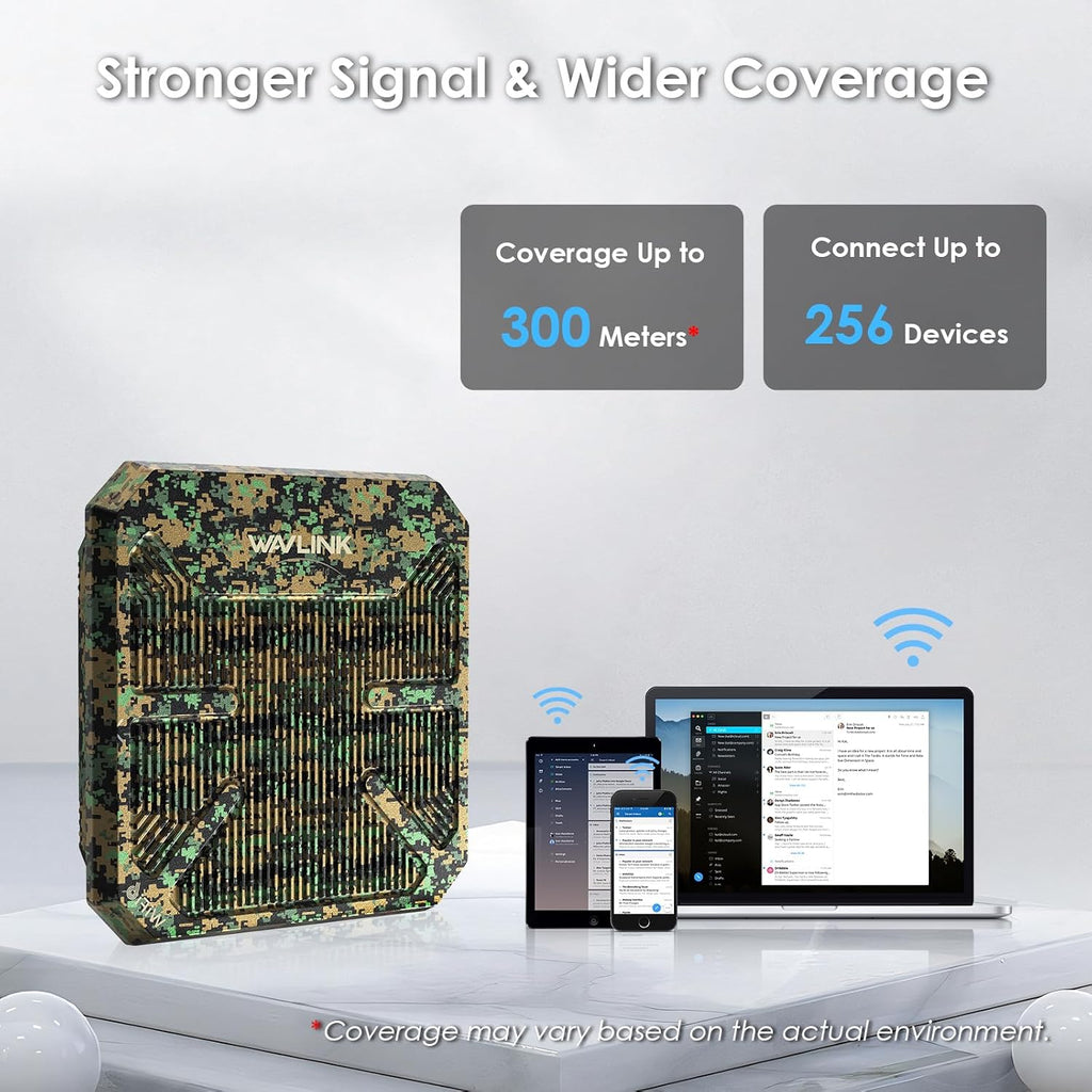 WAVLINK AX3000 Outdoor WiFi 6 Extender, Dual Band Long Range WiFi Repeater/Wireless Access Point/Router with PoE/ 3KM PtP Transmission, IP67 Waterproof, Supports Up to 256 Devices for Camping, Farm