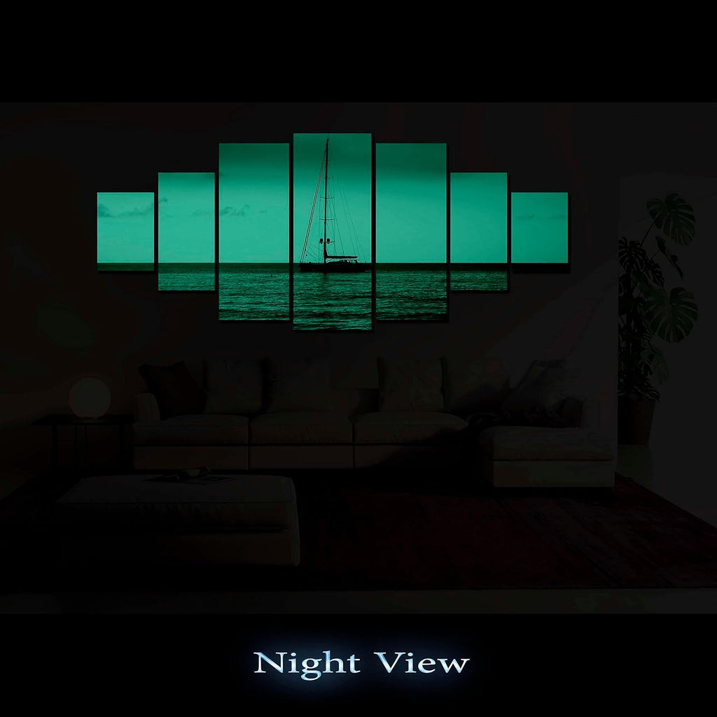 Startonight Huge Canvas Wall Art Purple Ocean View - Large Framed Set of 7 40' x 95'