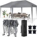 COBIZI 10x20 Pop Up Canopy Tent Party Tents for Parties Weddings Backyard Waterproof Outdoor Commercial Instant Canopy Event Tent with Stakes, Ropes,Sandbags, Gray