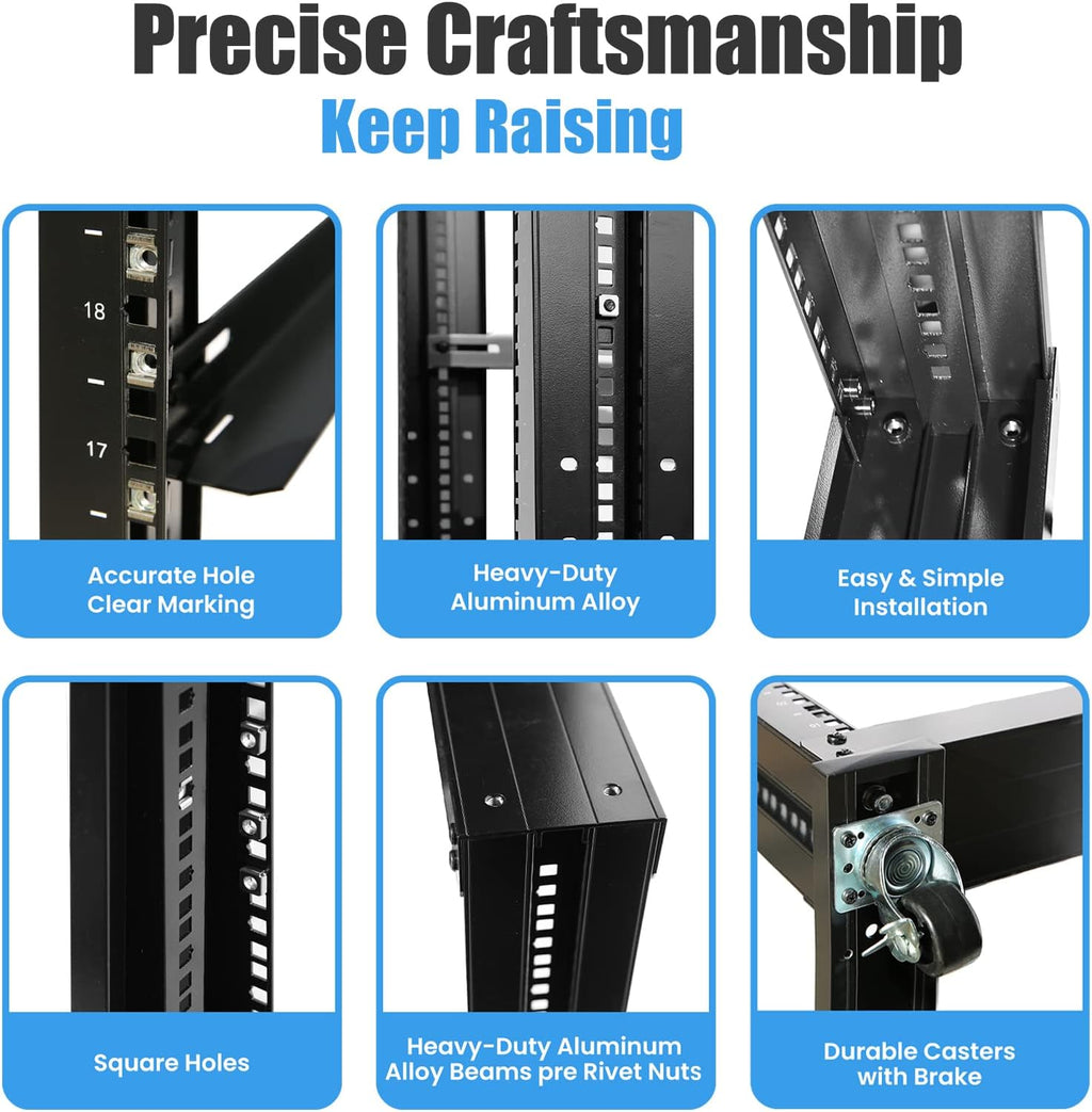 4 Post Open Frame 19inch Server/Audio Steel Rack Aluminum (36U-31)