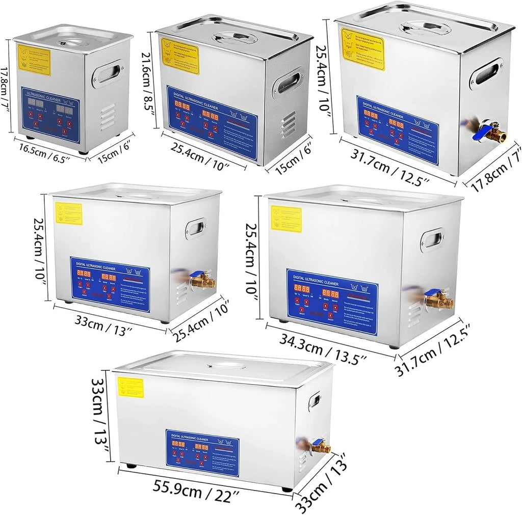 2/3/6/10/15/30L Ultrasonic Cleaner with Digital Timer and Heater, Stainless Steel, Ultrasonic Washing Machine Home Appliance (2L)
