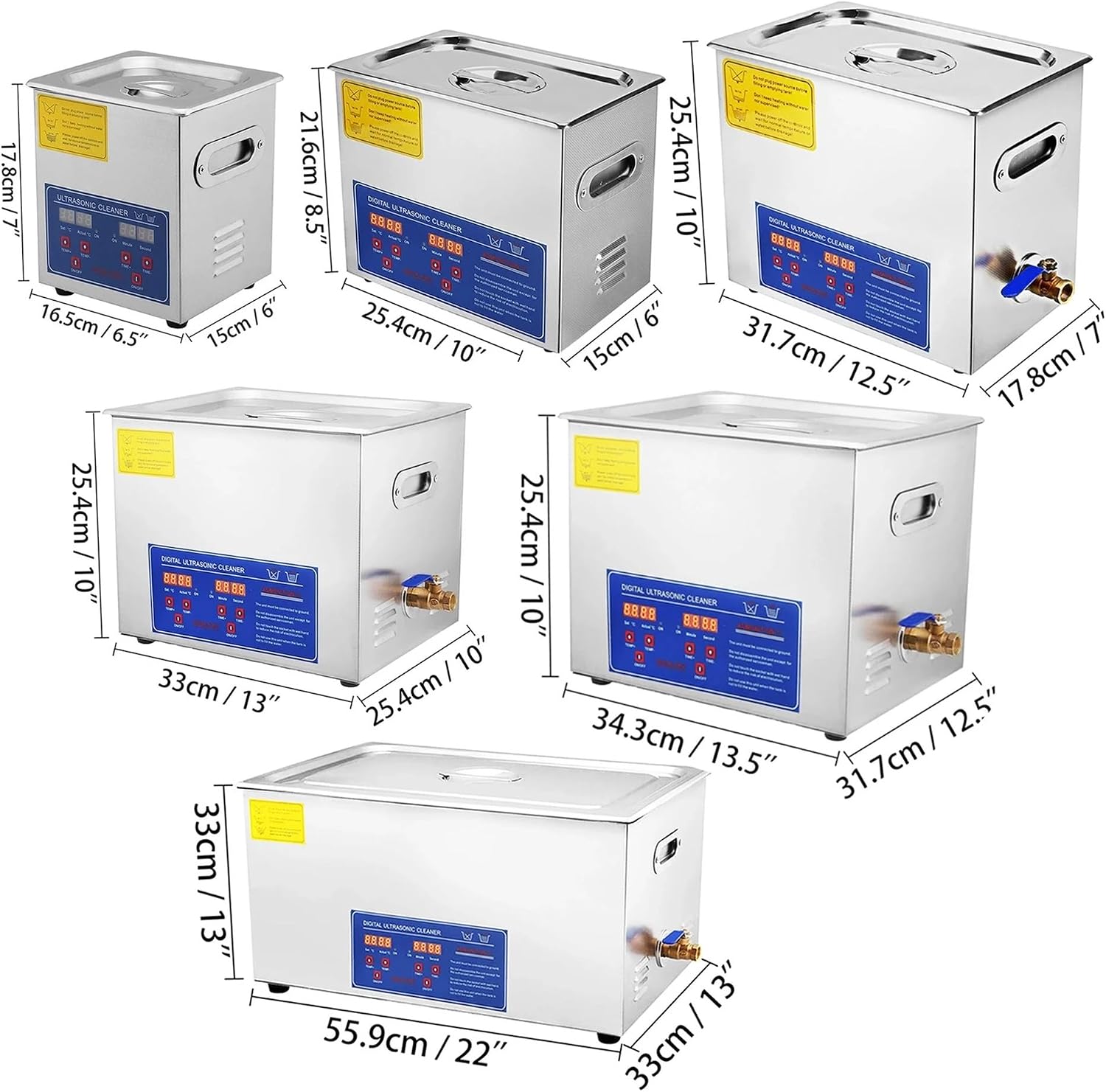 2/3/6/10/15/30L Ultrasonic Cleaner with Digital Timer and Heater, Stainless Steel, Ultrasonic Washing Machine Home Appliance (10L)