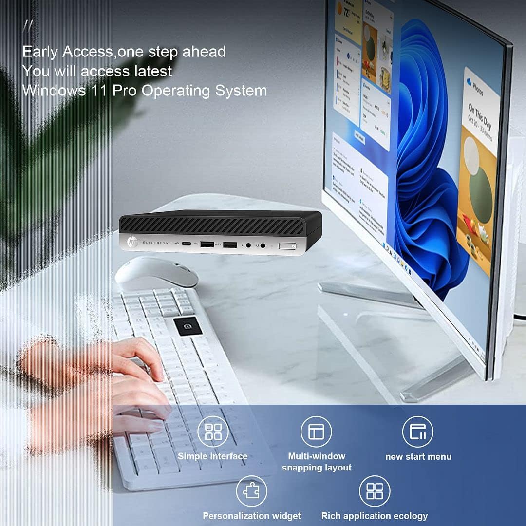 HP EliteDesk 800 G4 DM Dual 22 inch Computer Monitors and Mount Bundle, Intel i5-8500,16GB Ram 512GB NVMe SSD,WiFi,Windows 11 (Renewed)