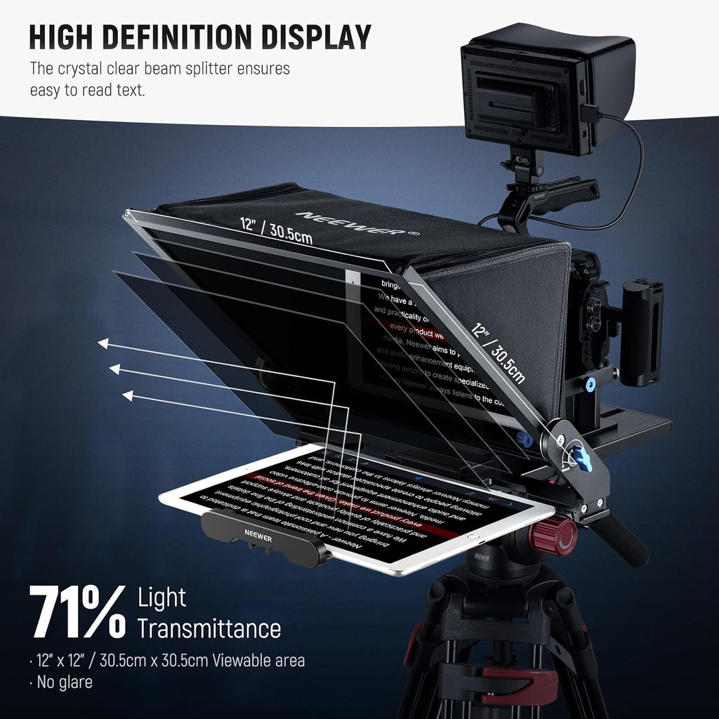 NEEWER Teleprompter X17 II with RT113 Remote/APP Control, 17' HD Beamsplitter All Metal Frame Upgraded Camera Mount QR Plate Compatible with Manfrotto 501PL iPad iPhone, Max Load 44.1Ib, Assembly Free
