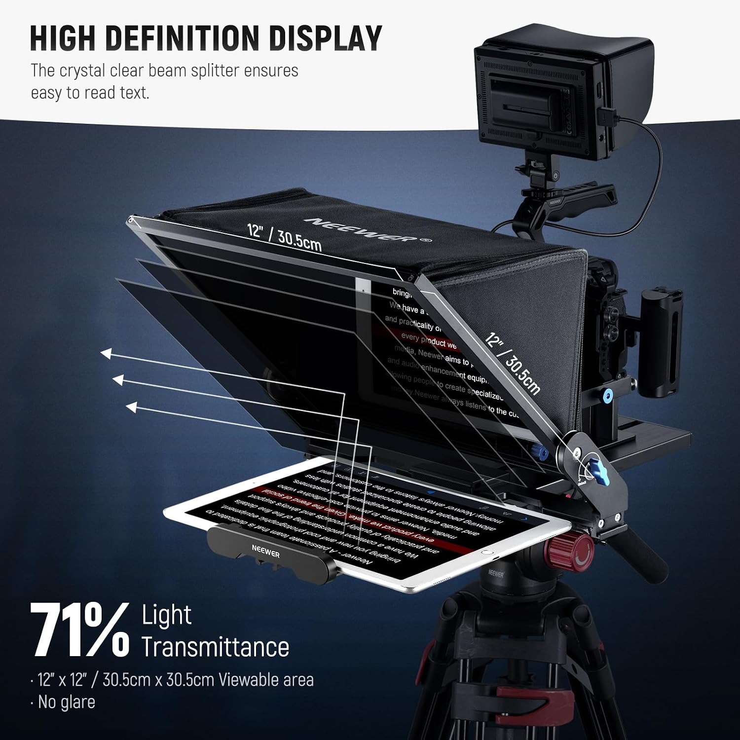 NEEWER Teleprompter X17 II with RT113 Remote/APP Control, 17' HD Beamsplitter All Metal Frame Upgraded Camera Mount QR Plate Compatible with Manfrotto 501PL iPad iPhone, Max Load 44.1Ib, Assembly Free