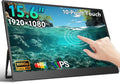 Portable Monitor Touchscreen 15.6'' FHD 1080P USB-C HDMI Ultra-Slim Gaming Display, Built-in Stand Speakers HDR IPS,for Laptop PC Mac Phone PS4/5 Travel Monitors (1080p Touchscreen, 15.6')