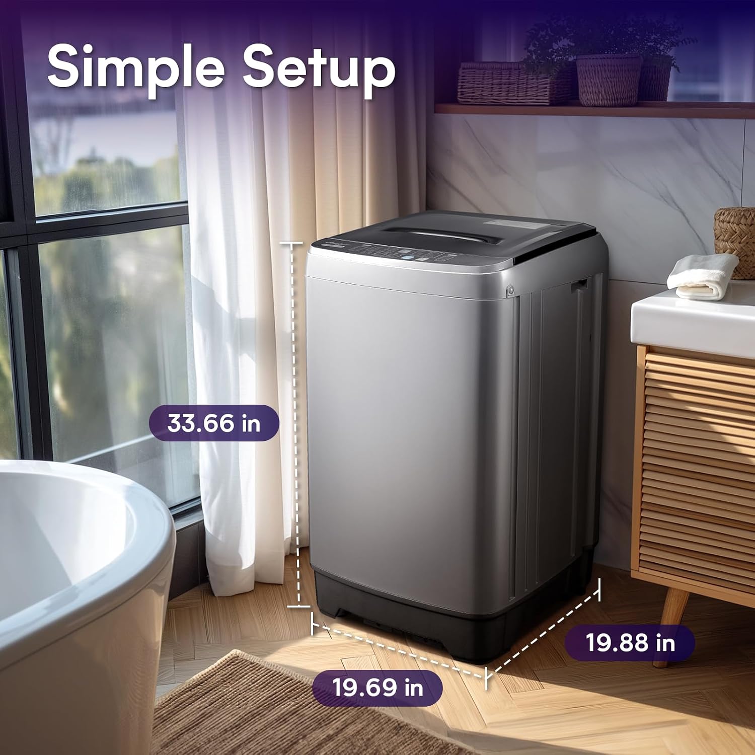 Anypro Portable Clothes Washing Machines 17.8LBS Full Automatic Washer and Spinner Combo with 10 Programs and 8 Water Levels, Compact Laundry Wash Machine for Apartment RV Dorm Home, Grey
