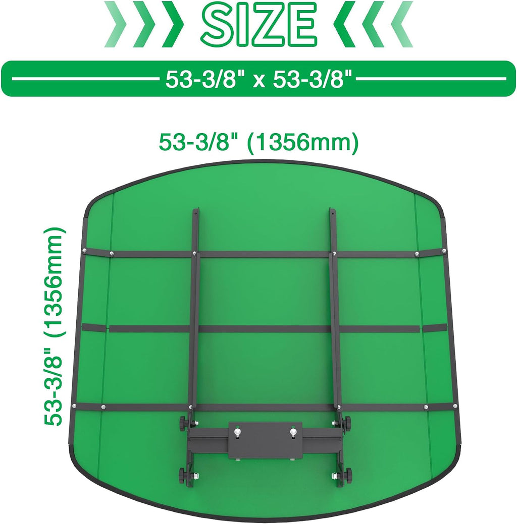 Green Tractor Canopy for ROPS 53-3/8' x 53-3/8' – Sunshade Roof for Lawn Mowers, Heavy-Duty Mounting Brackets, Non-Fading High-Density Thermoplastic (Adds About 4' to Tractor Height)