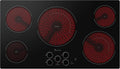 36 Inch Electric Cooktop 5 Burners, Electric Stove Top with Knob Control, Built-in Ceramic Stove, Fast Heat, 9 Heating Level, 9000W with Hard Wire for 220V~240V