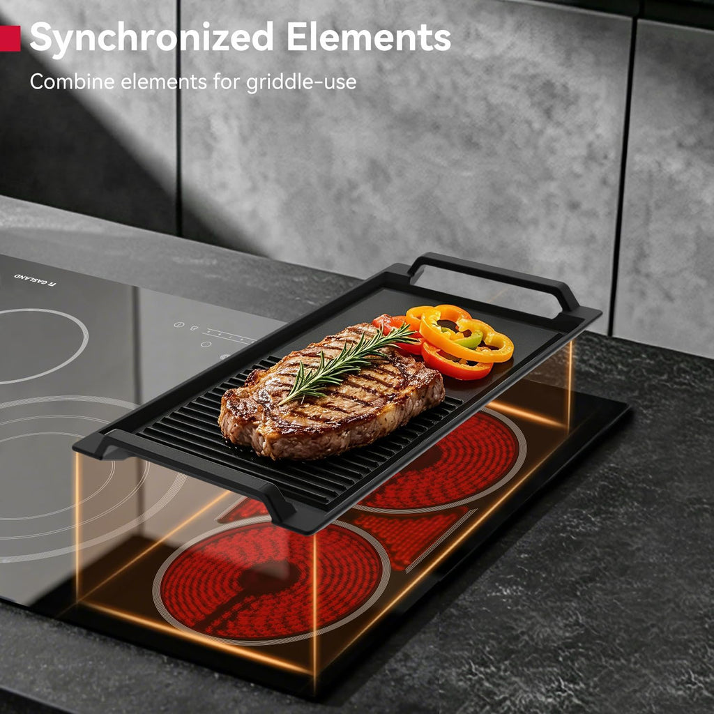 GASLAND 30 Inch Electric Cooktop, 4 Burners Radiant Glass Stove Top, ETL & FCC Certificated, Drop-in Ceramic Cooktop, Slide Touch Control, Child Safety Lock, Hot Surface Indicator, 220V, CH774BF34A