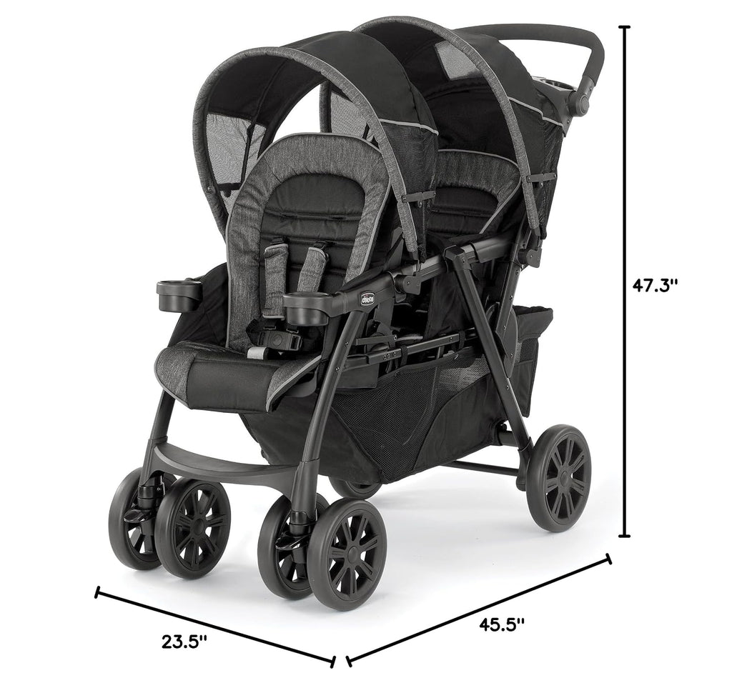 Chicco Cortina Together Double Stroller - Minerale, Black/Silver