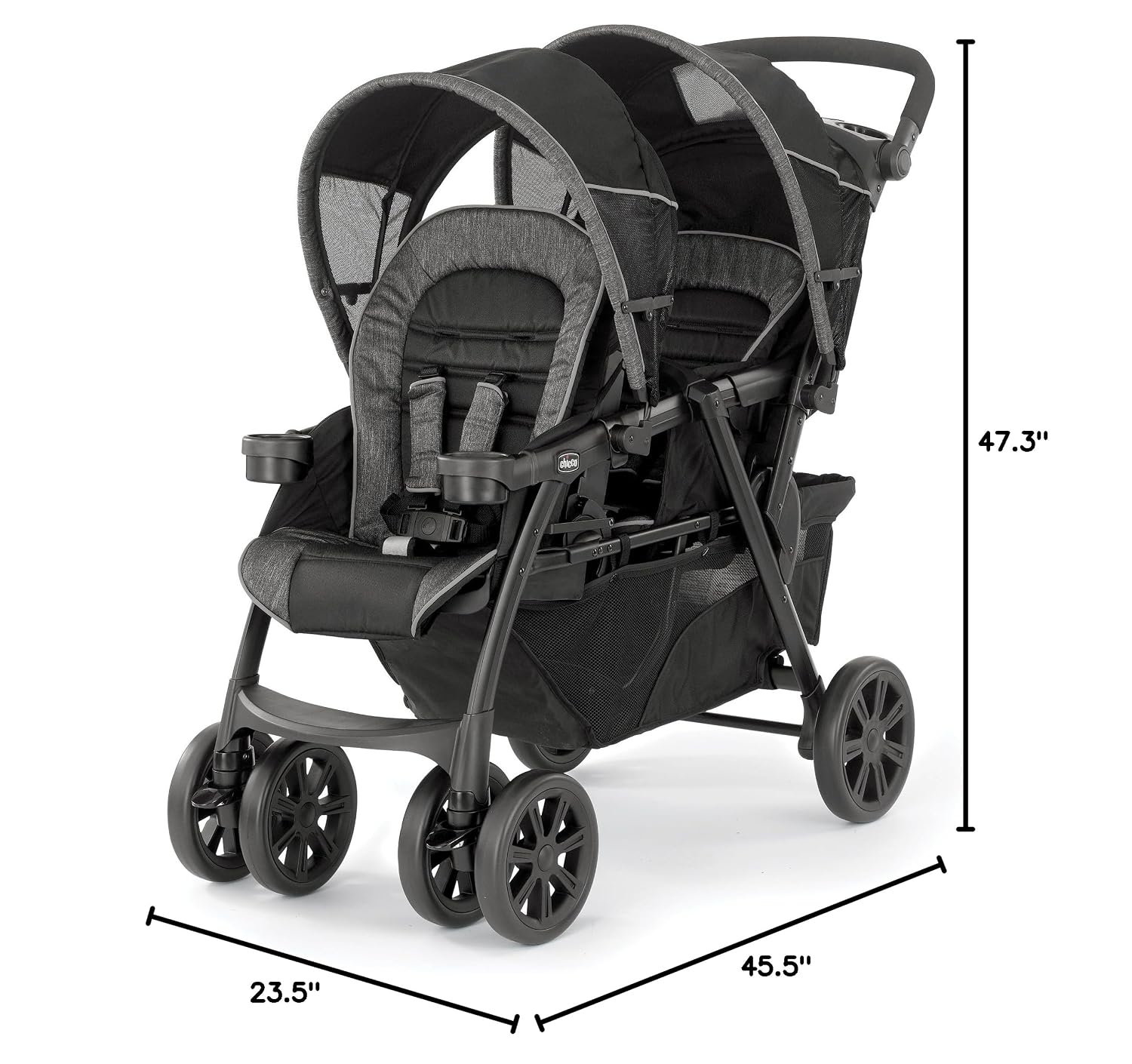 Chicco Cortina Together Double Stroller - Minerale, Black/Silver