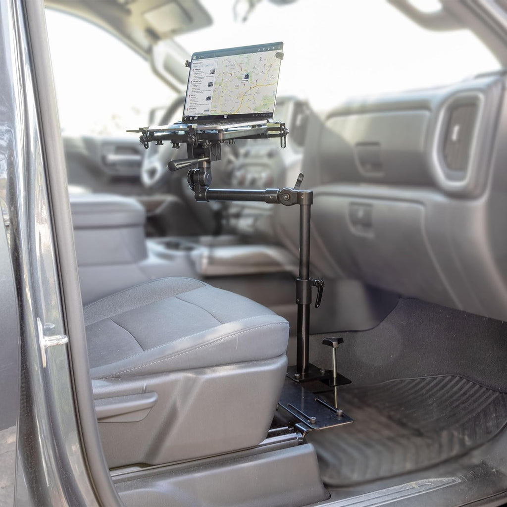 Mount-It! Car Laptop Mount, No-Drill Passenger Seat Laptop Stand with Cooling Tray for Up to 17″ Laptops & Tablets, Adjustable Full Motion Vehicle Laptop Mount
